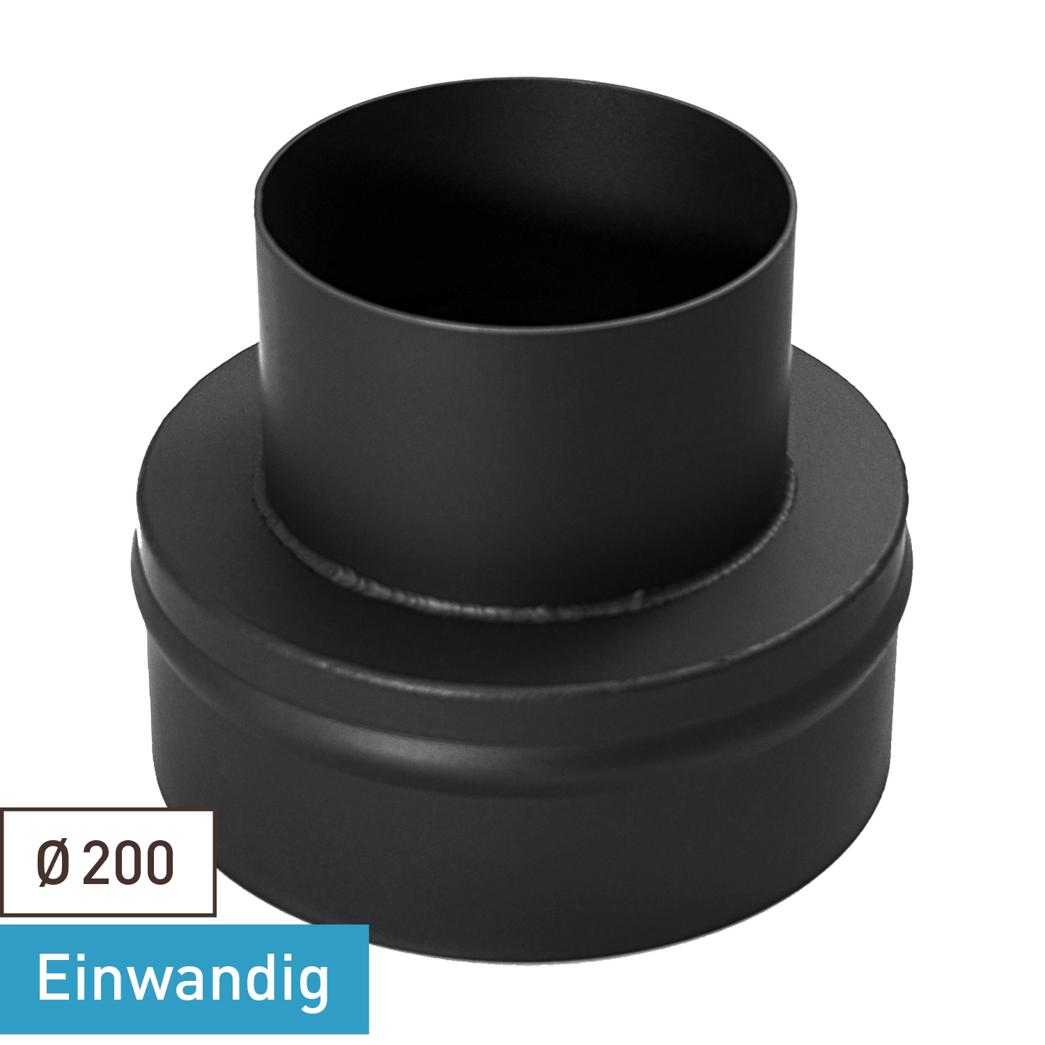Raik Basic Reduzierung 200mm - 130mm schwarz für Rauchrohr / Ofenrohr