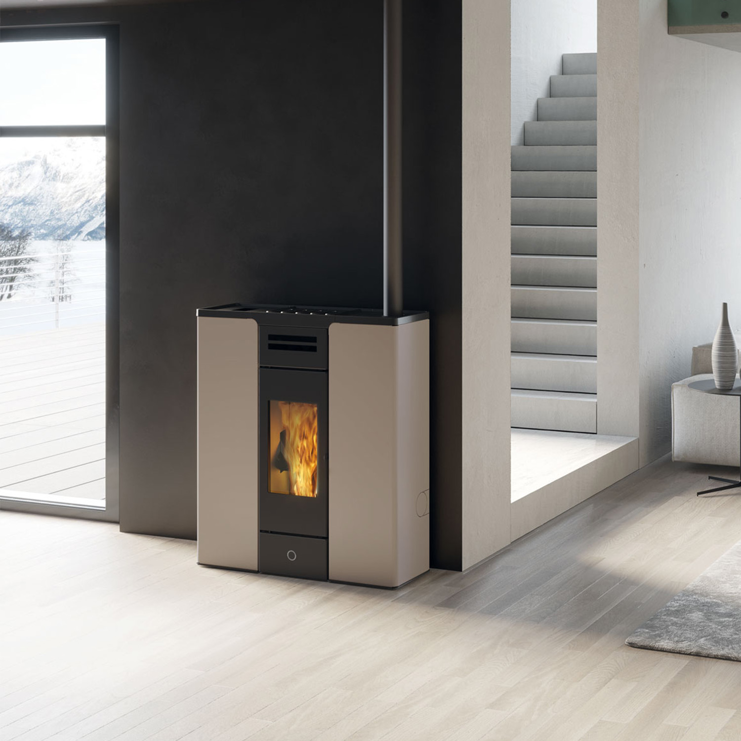 EK63 Entity 90+ Evo Pelletofen Stahl taubengrau