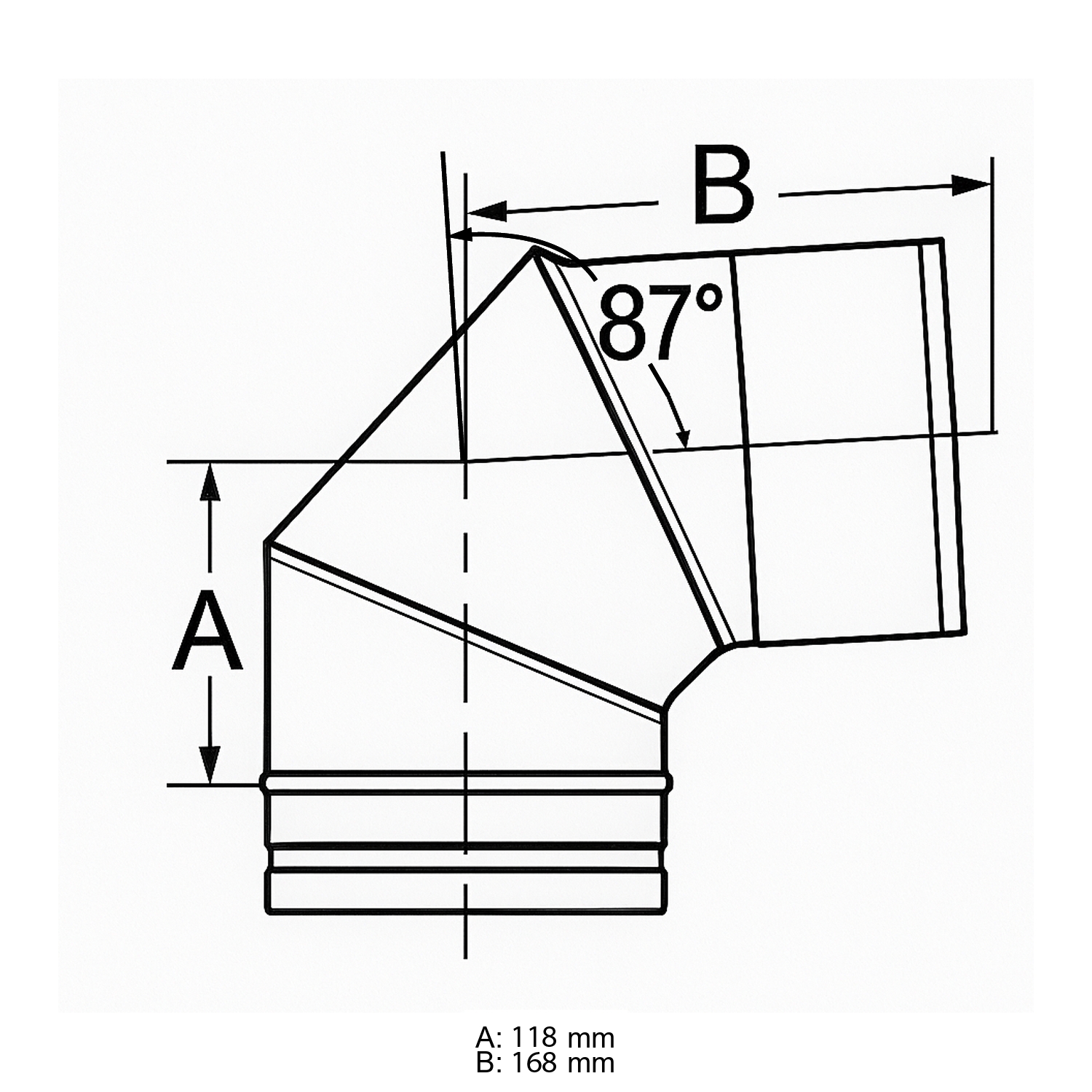 Schiedel PRIMA PLUS Bogen 87° Ø150 mm einwandig matt