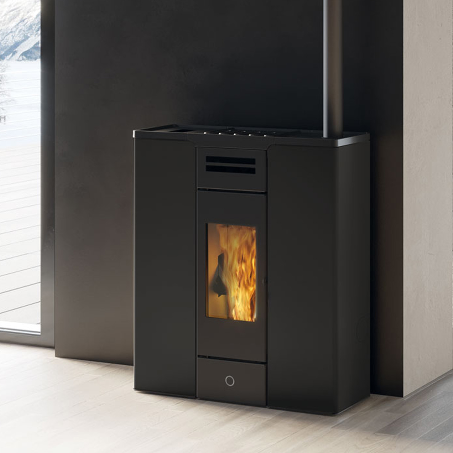 EK63 Entity 90+ Evo Pelletofen Stahl schwarz