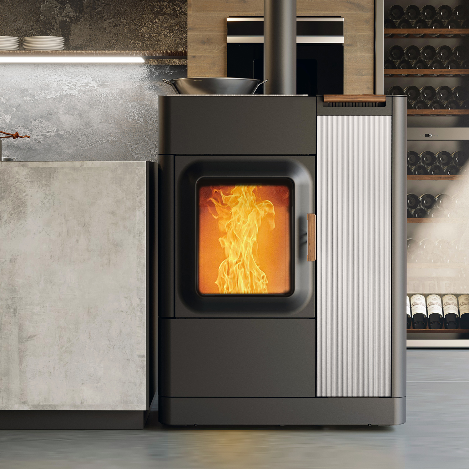 Austroflamm Mo Duo Cook Kombi-Kaminofen Keramik Weiß Austroflamm Mo Duo Cook Kombi-Kaminofen Keramik Weiß