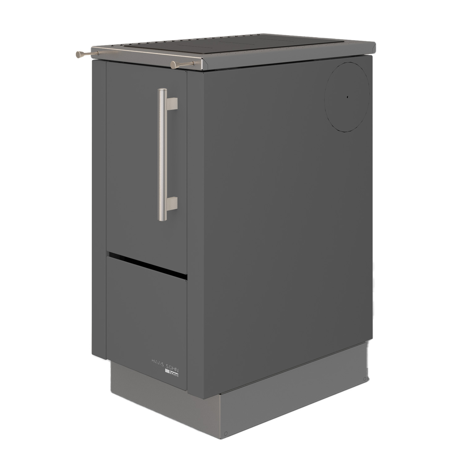 Haas+Sohn HS 40 ohne Sichtfenster Küchenofen anthrazit Herdrahmen Edelstahl Stahlkochplatte