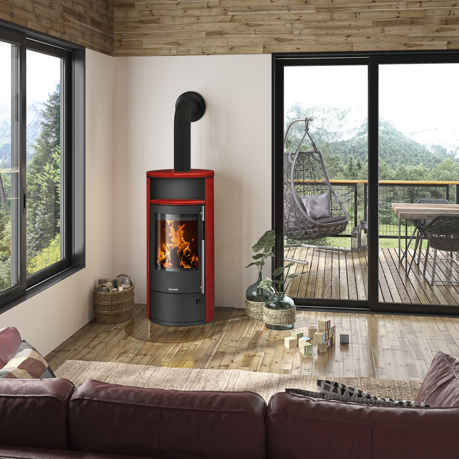 Oranier Polar Neo 8 Kaminofen Keramik Paprikarot