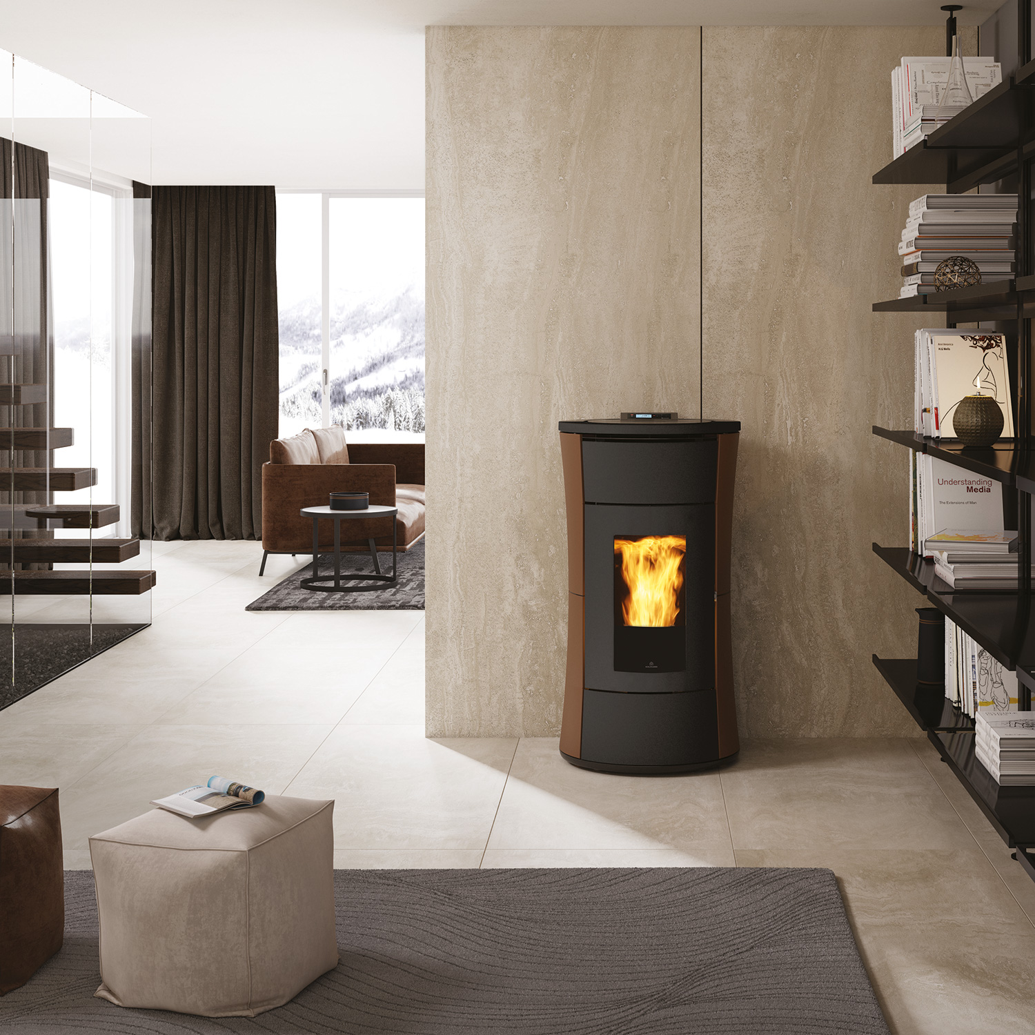 Edilkamin Cherie H 14 Evo wasserführender Pelletofen Stahl Bronze Edilkamin Cherie H 14 Evo wasserführender Pelletofen Stahl Bronze