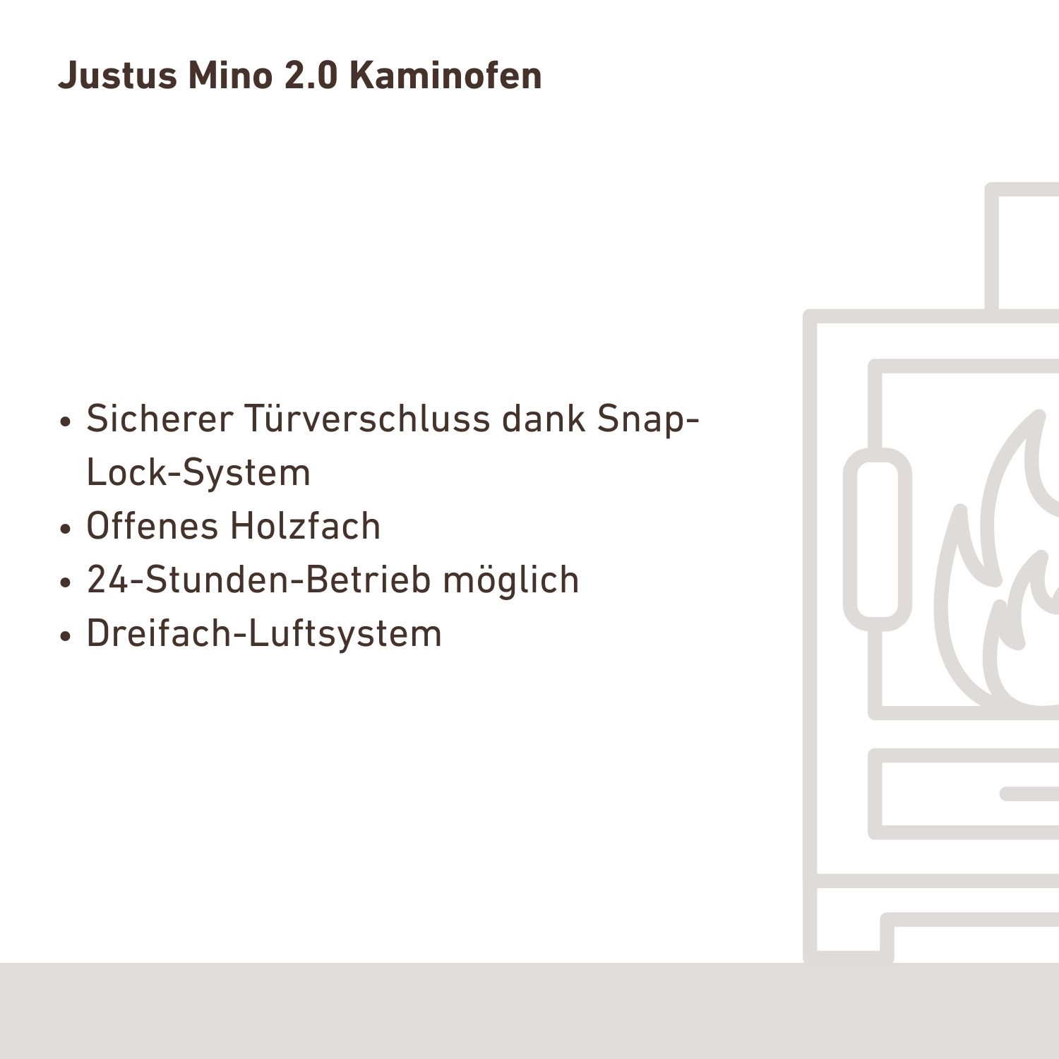 Justus Mino 2.0 Kaminofen Stahl Schwarz mit Sandstein-Abdeckplatte