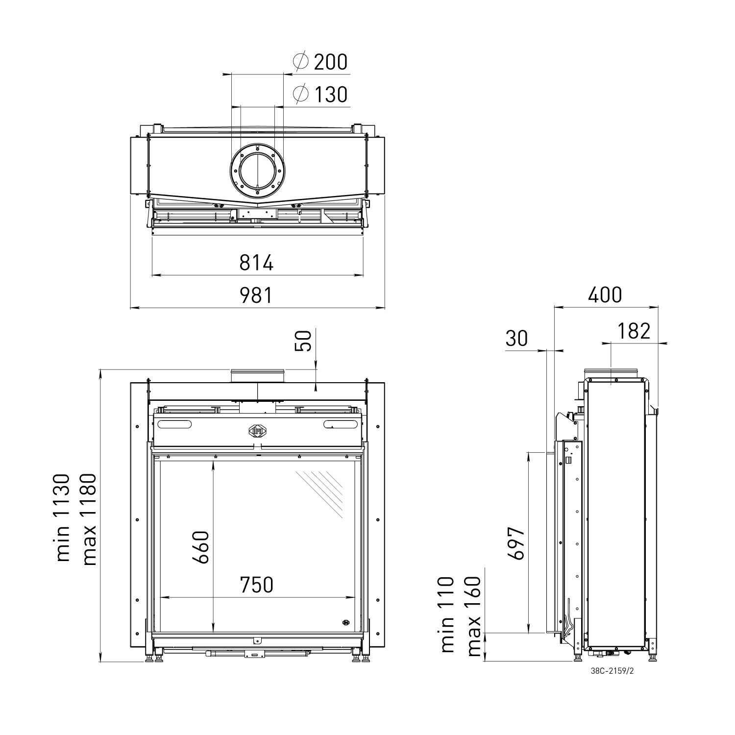 Spartherm DRU Maestro 75 RCH Gas-Kamineinsatz G30/G31 / Ceraglas