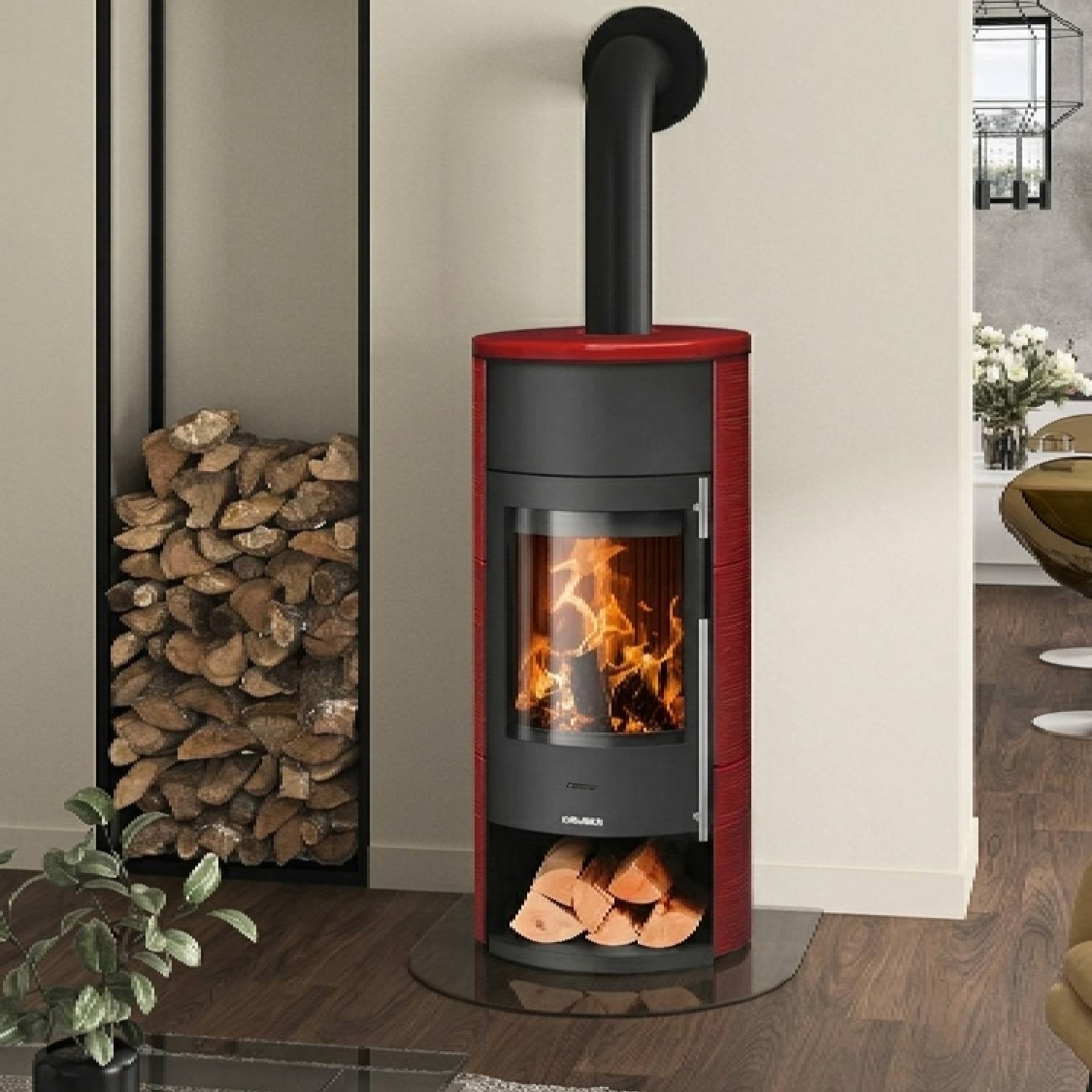 Oranier Polar Neo Aqua wasserführender Kaminofen Keramik Paprikarot