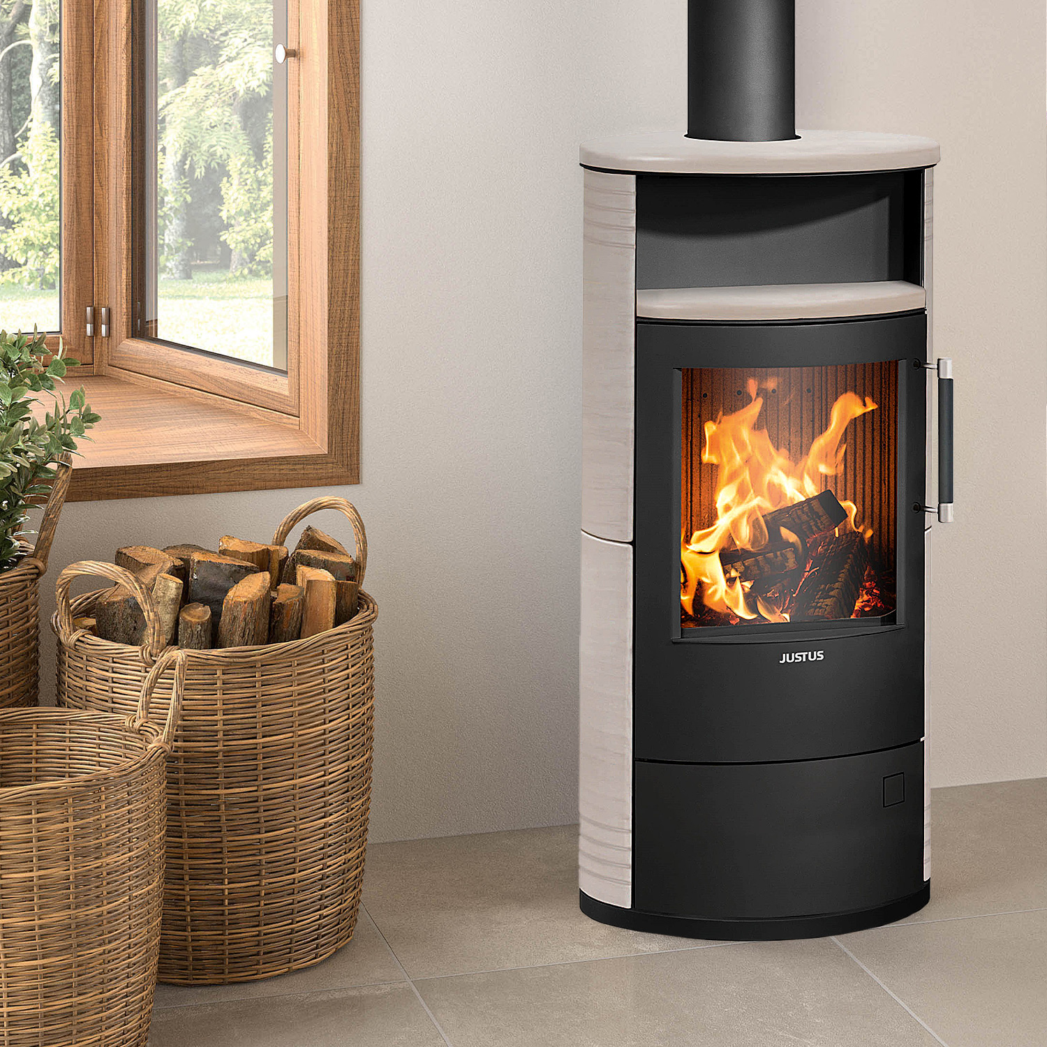 Justus Island 5 2.0 Kaminofen Stahl Schwarz / Keramik Freddo Justus Island 5 2.0 Kaminofen Stahl Schwarz / Keramik Freddo