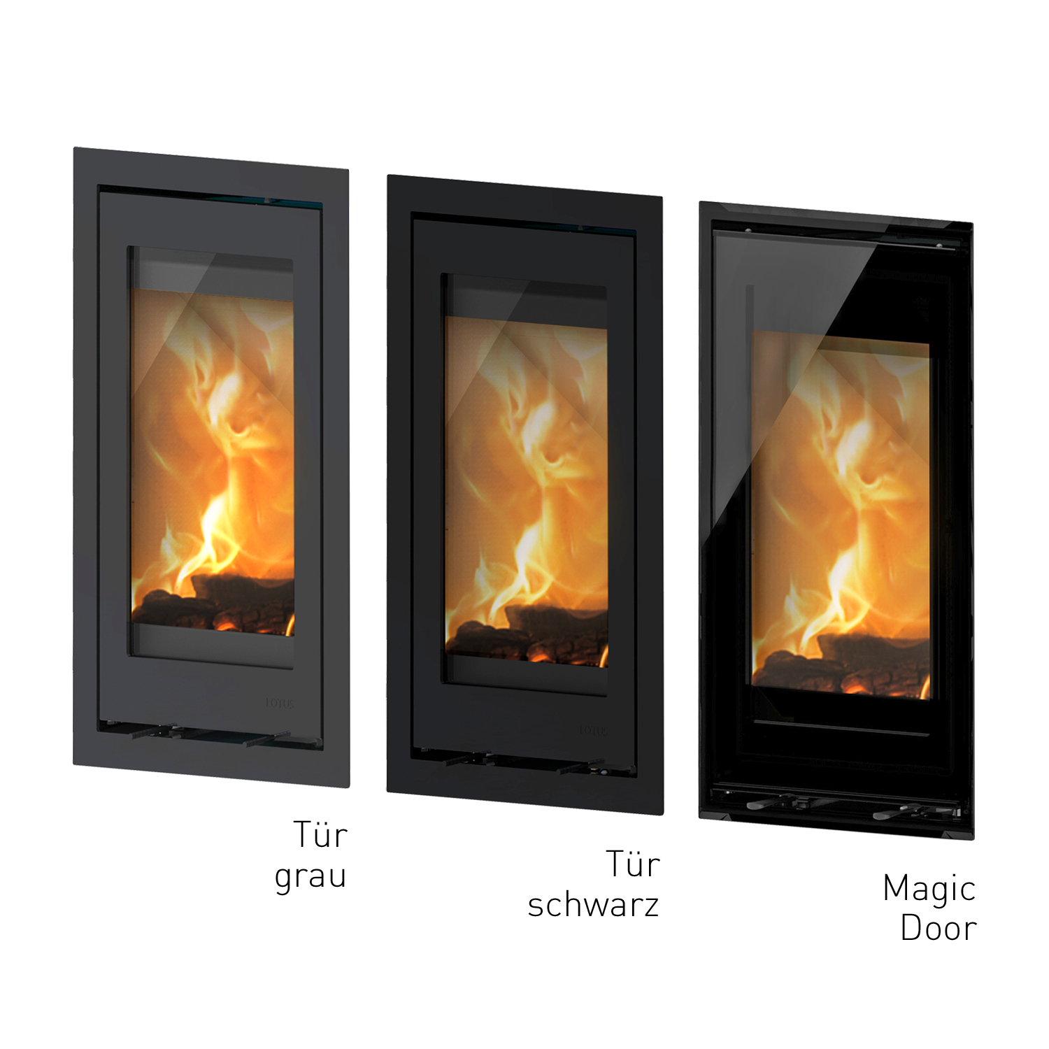 Lotus Beto 700 Plus Kaminofen Magic Tür, Topplatte Grau, Rauchabgang hinten Lotus Beto 700 Plus Kaminofen Magic Tür, Topplatte Grau, Rauchabgang hinten