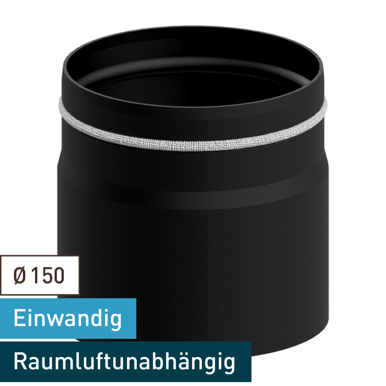 Raik Lifestyle Längenelement Durchmesser 150x150x2,00mm eingezogen mit Dichtung für Rauchrohr/ Ofenrohr