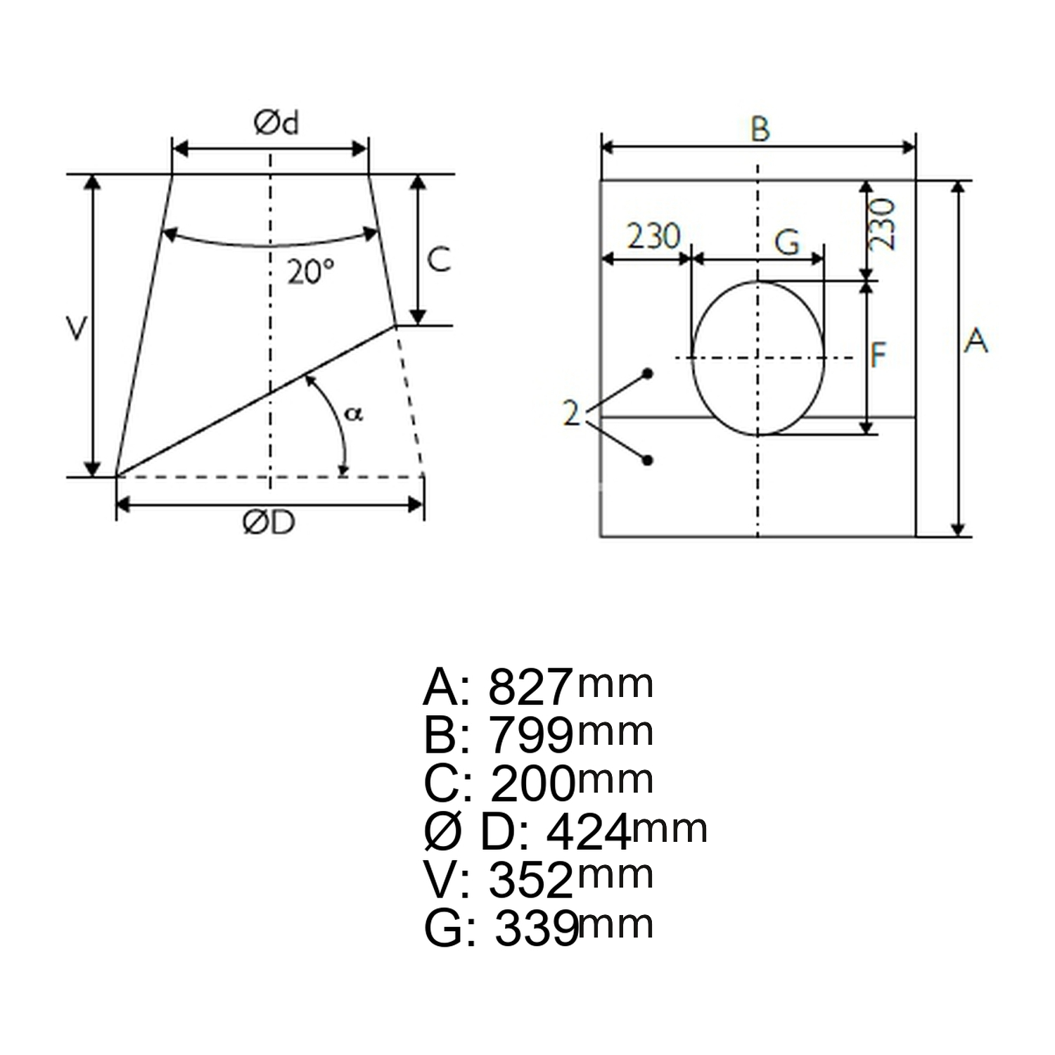 Schiedel Dachdurchführung 16-25° Wakaflex schwarz, Stutzen Edelstahl Ø180 mm / 200 mm glänzend
