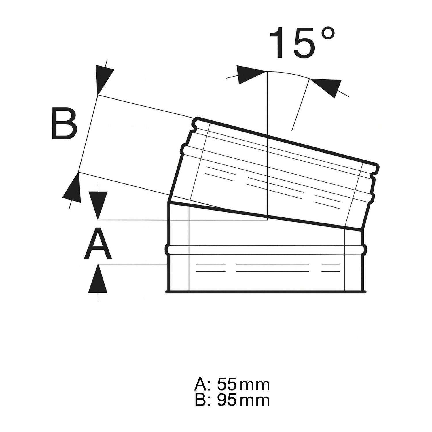 Schiedel ICS Bogen 15° Ø130 mm doppelwandig glänzend
