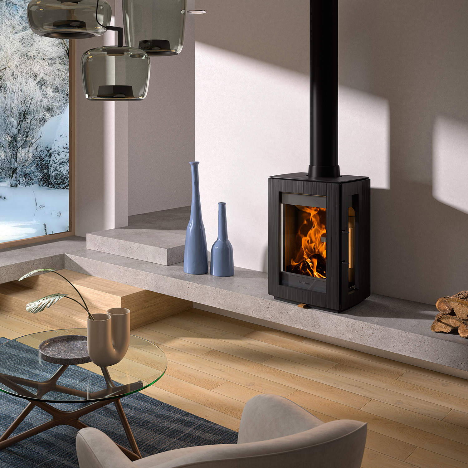 Hergom Glow Kaminofen Gusseisen Schwarz Hergom Glow Kaminofen Gusseisen Schwarz