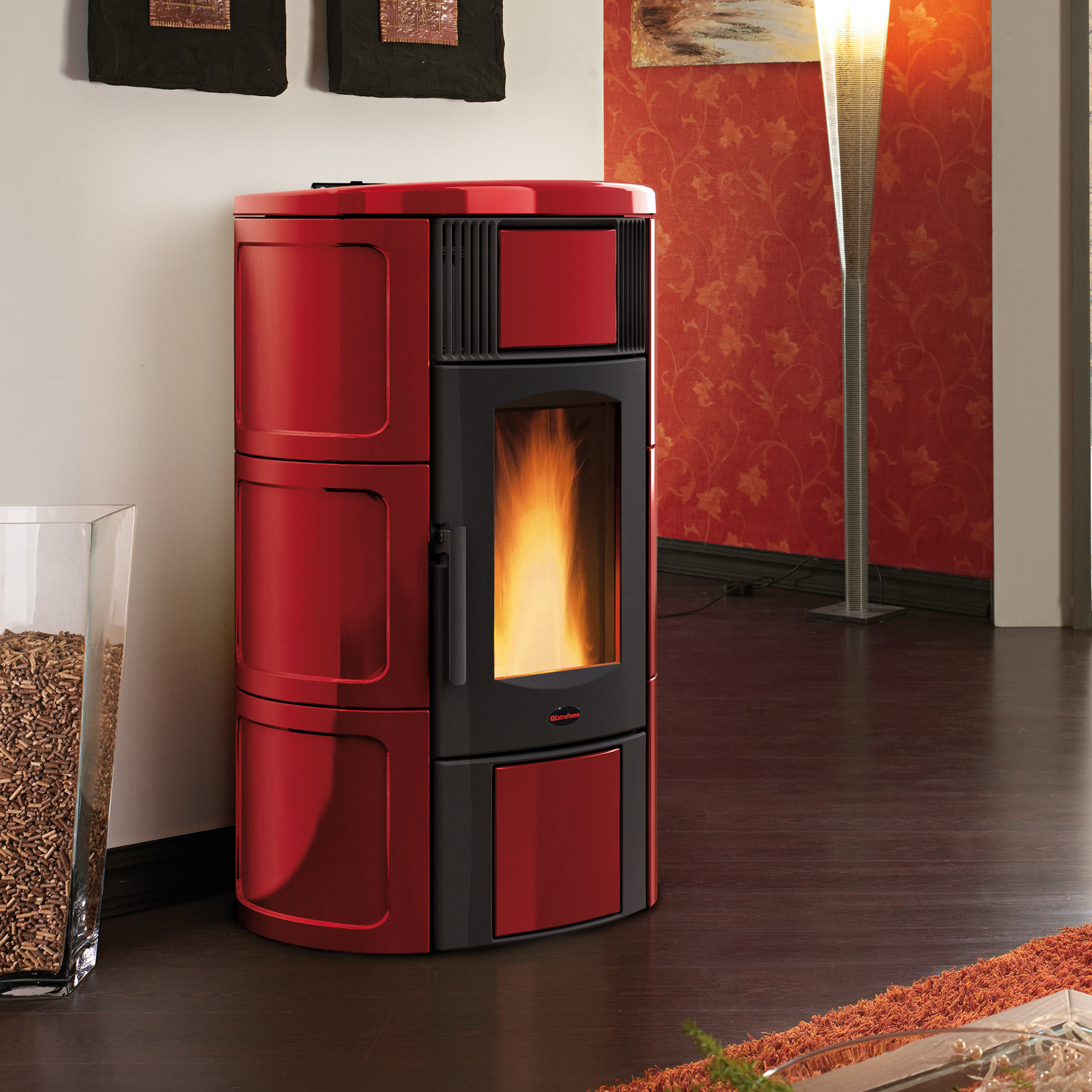 Extraflame Iside Idro H15 Wasserführender Pelletofen Majolika Bordeaux Extraflame Iside Idro H15 Wasserführender Pelletofen Majolika Bordeaux