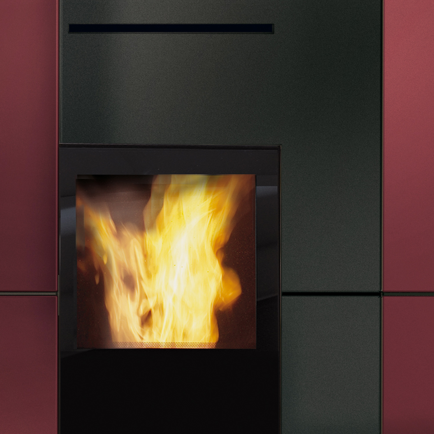 Edilkamin Blade H 23 Evo wasserführendender Pelletofen Keramik Bordeaux inkl. Kit R-FX