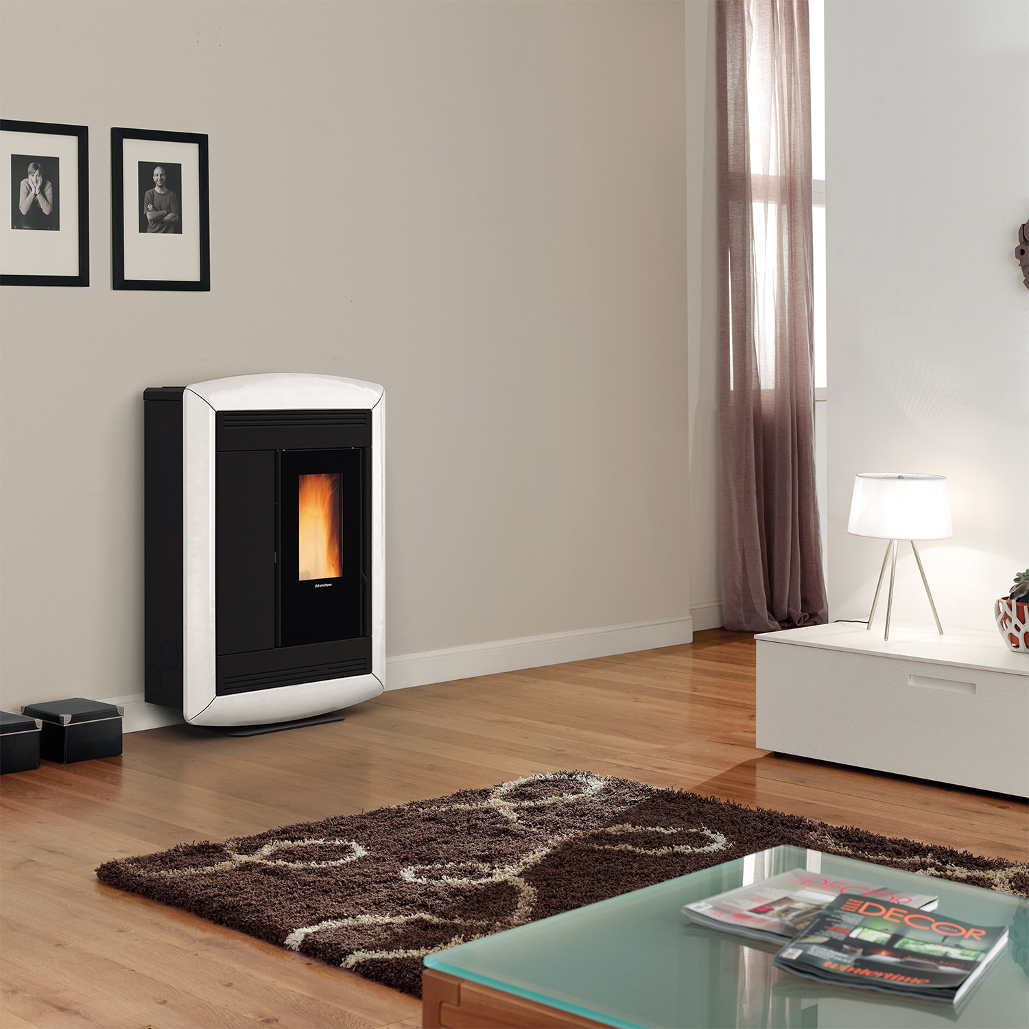 Extraflame Souvenir Lux EVO Pelletofen Majolika Weiß