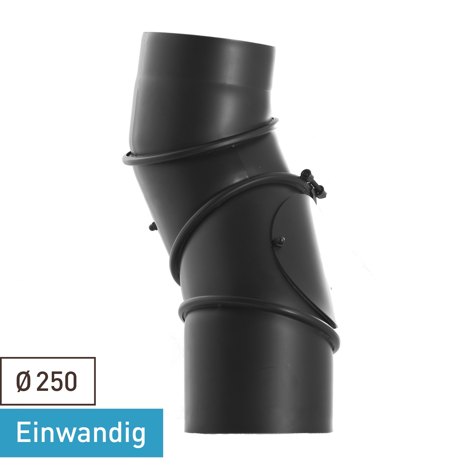 Raik Basic Rauchrohrbogen / Ofenrohr 250mm - Multibogen schwarz