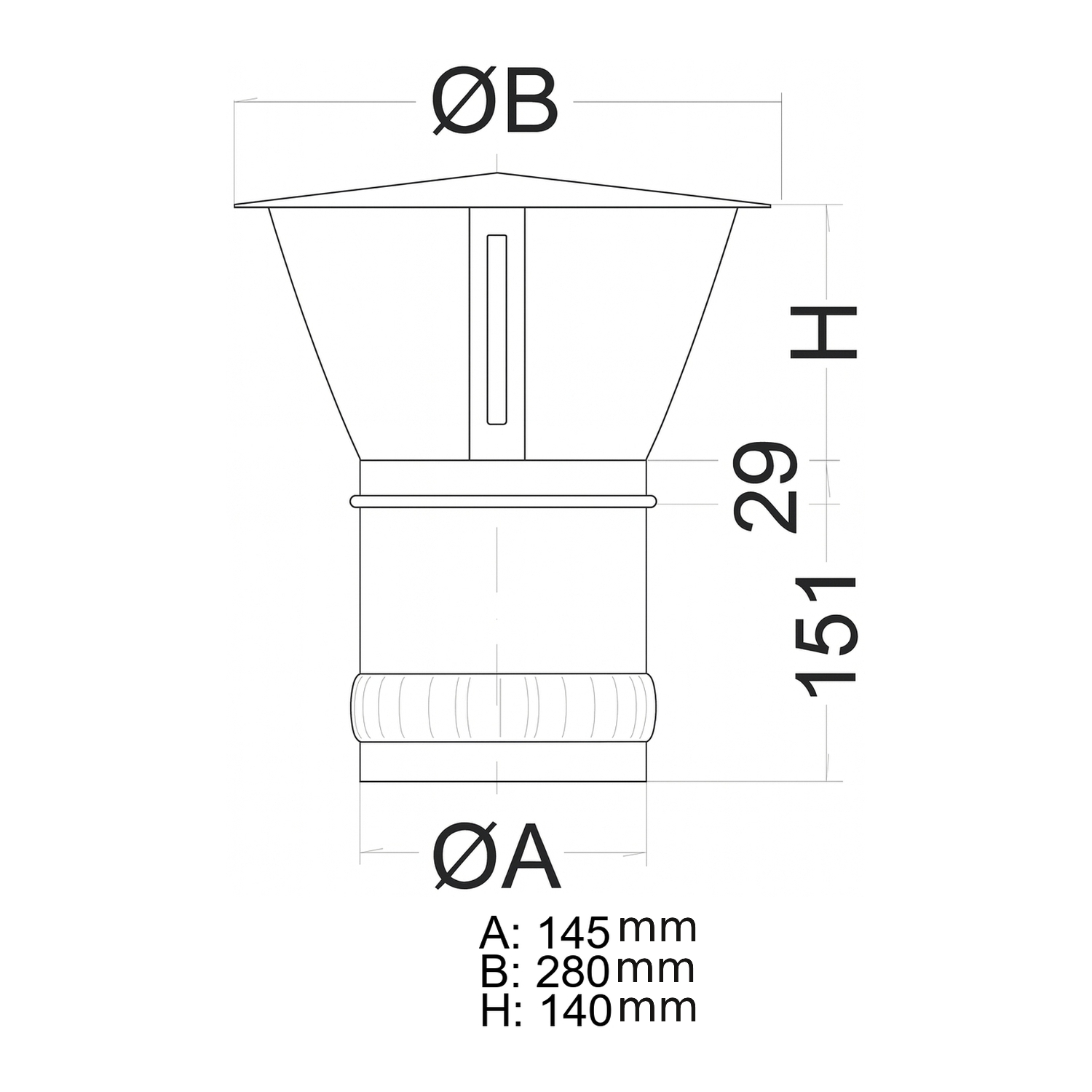 Schiedel Regenhaube Ø150 mm glänzend