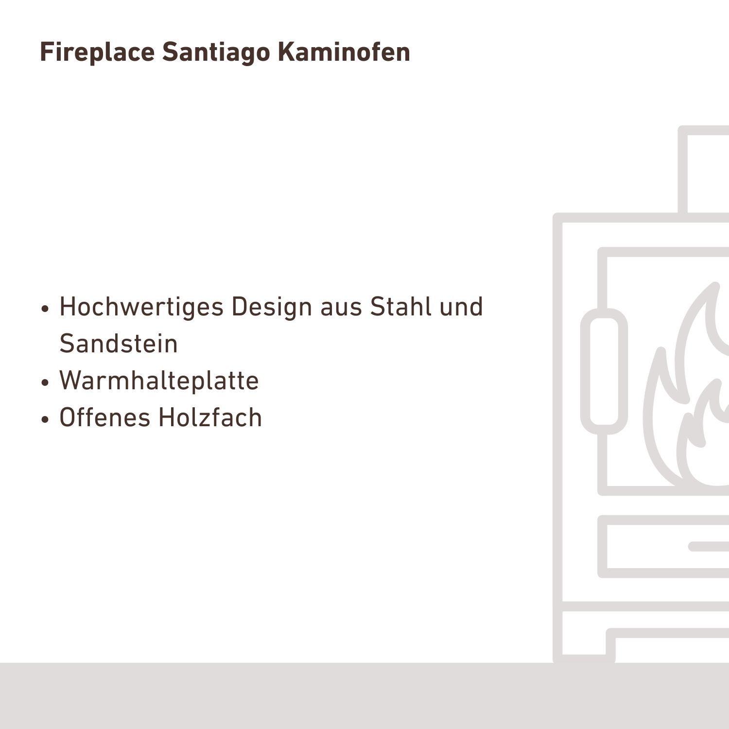 Fireplace Santiago Kaminofen Stahl Schwarz | Sandstein