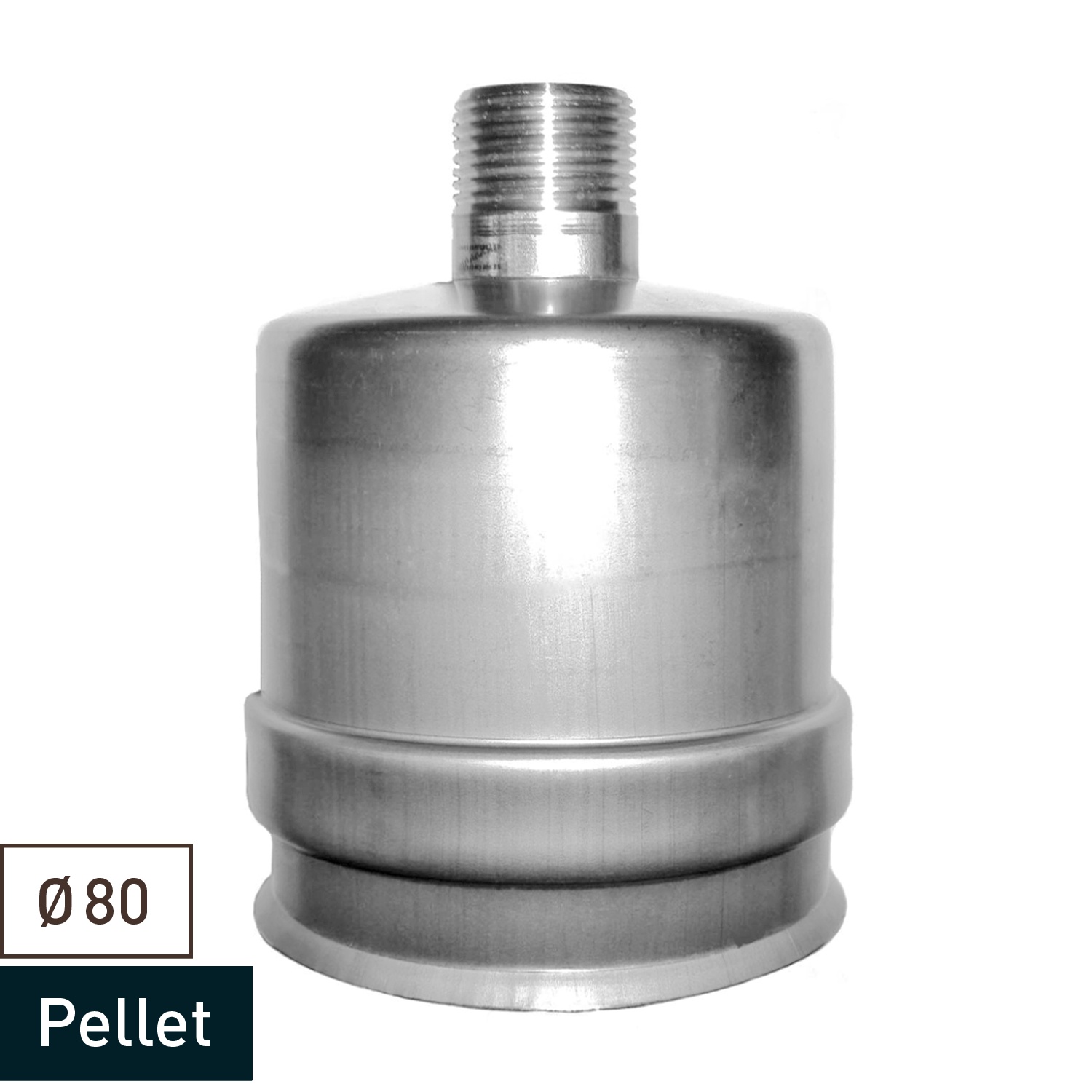 Raik Pelletrohr / Ofenrohr 80mm - Entwässerungsmuffe INOX silber