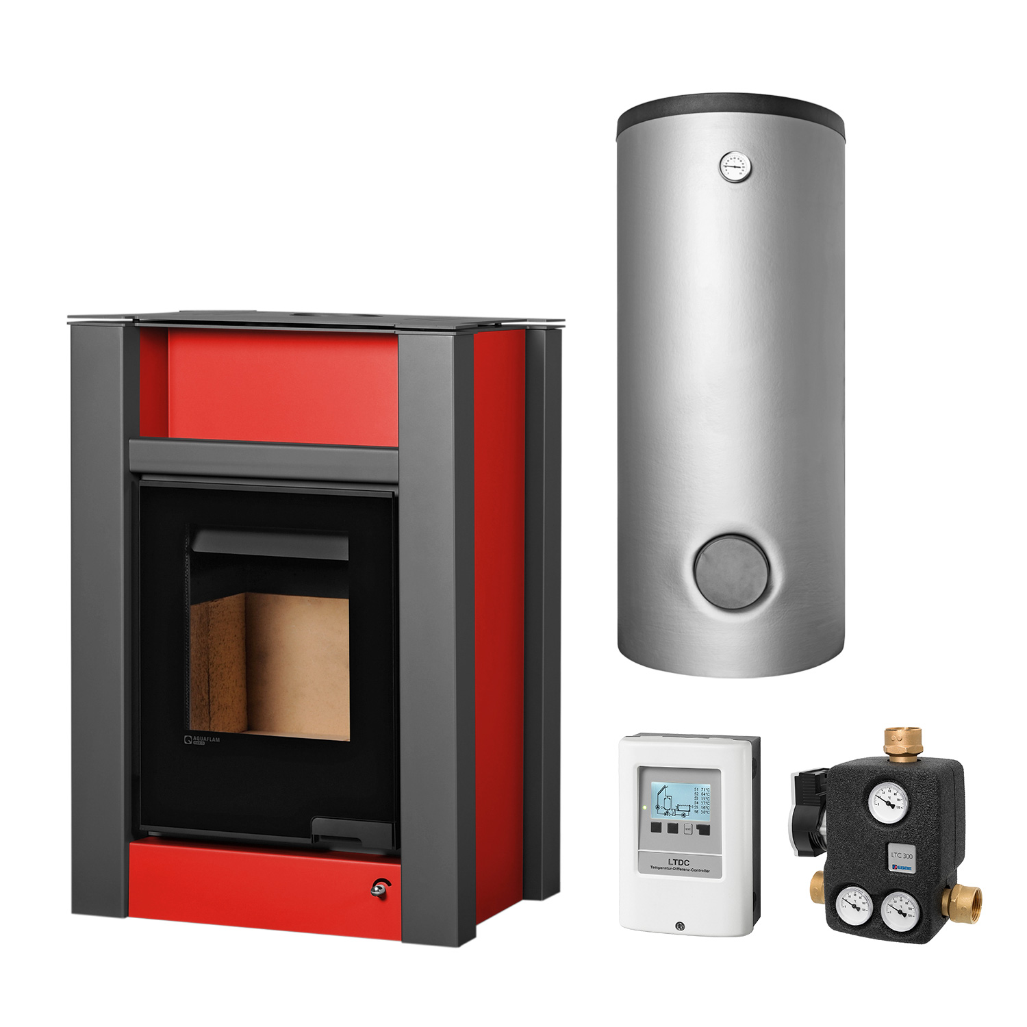 Aquaflam Vario Lend 11 kW Basic Red Set + Pufferspeicher TPSM 500