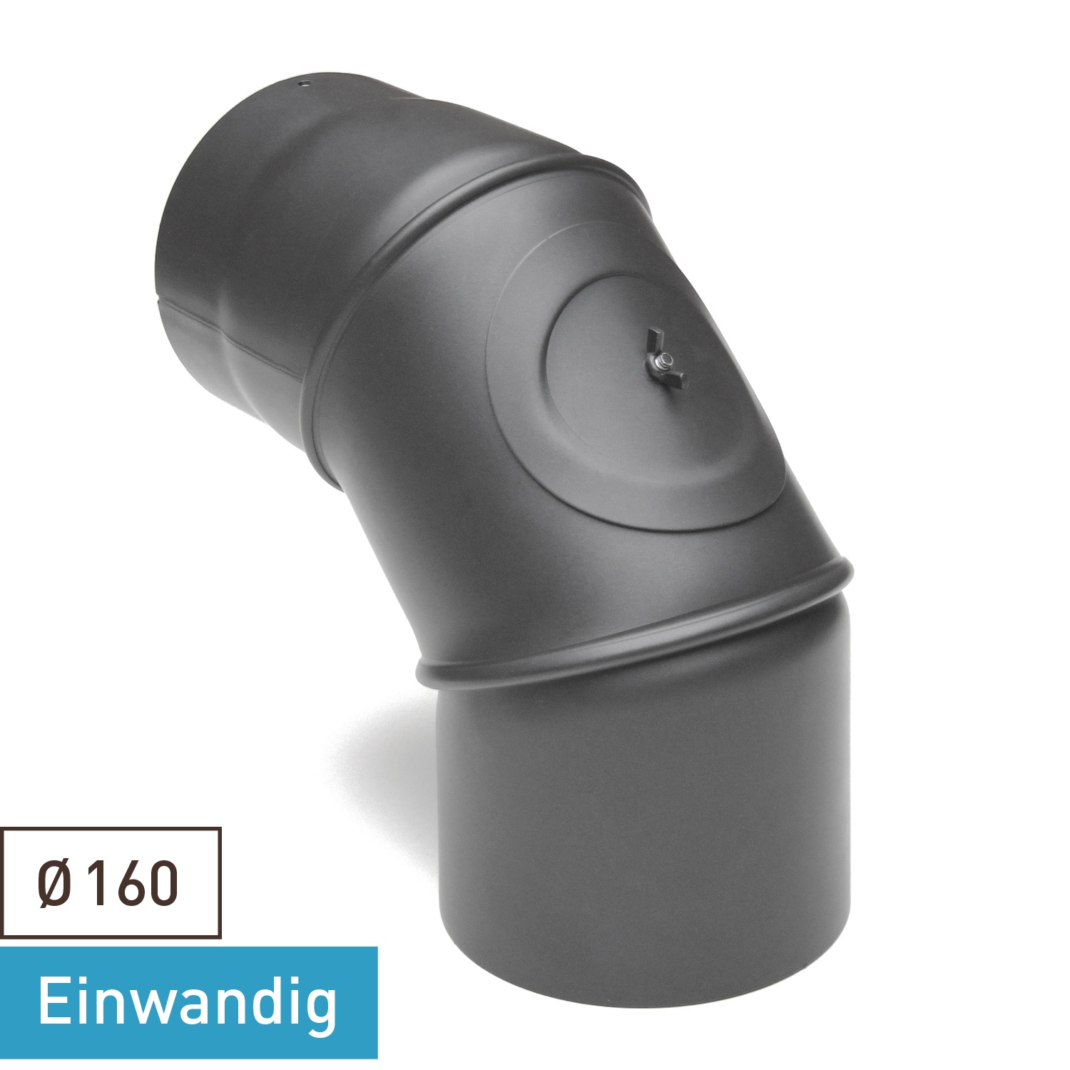 Raik Basic Rauchrohrbogen 160mm gussgrau 0–90° mit Tür für Rauchrohr / Ofenrohr