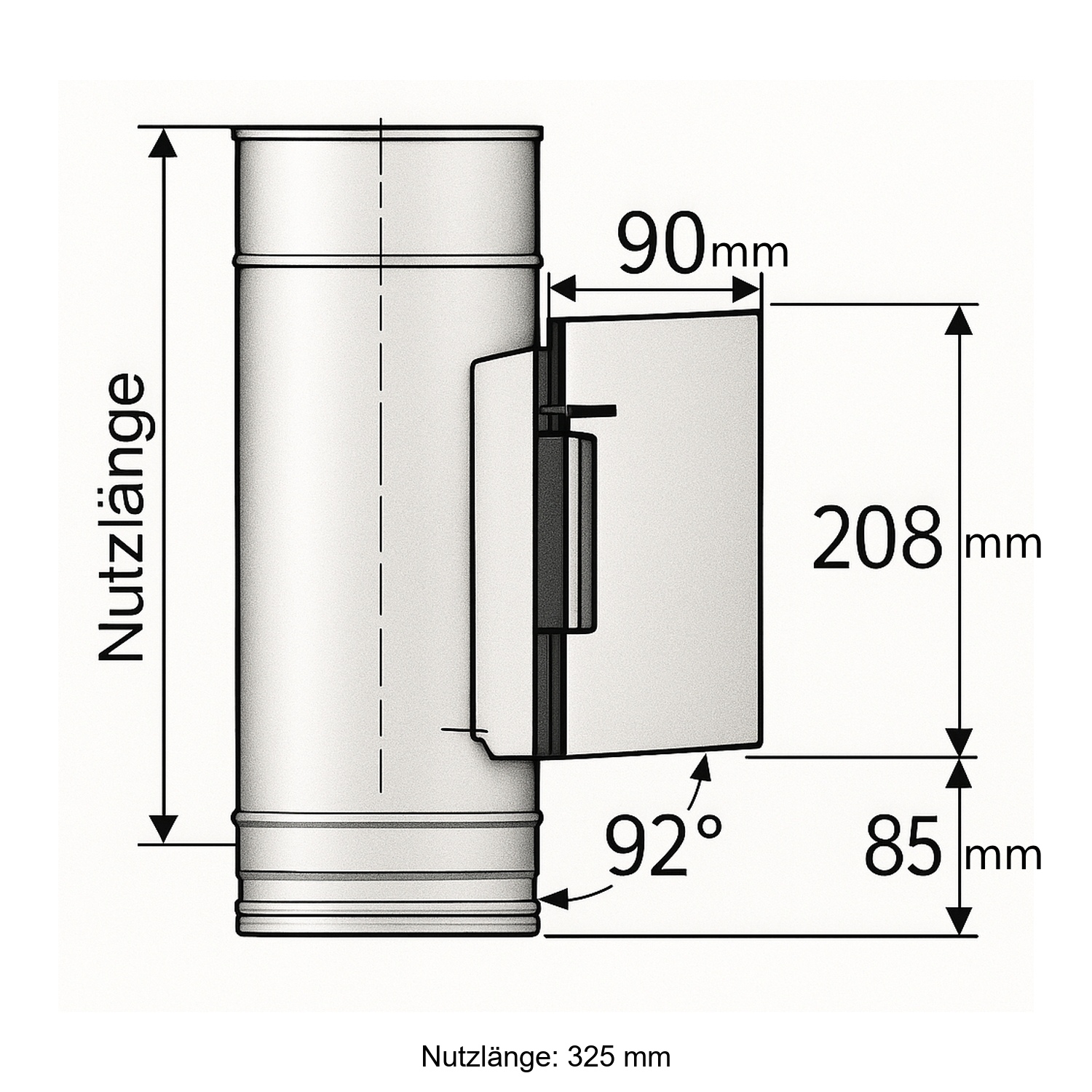 Schiedel PRIMA PLUS Putztüranschluss eckig Ø130 mm mit Kondensatsperre einwandig matt