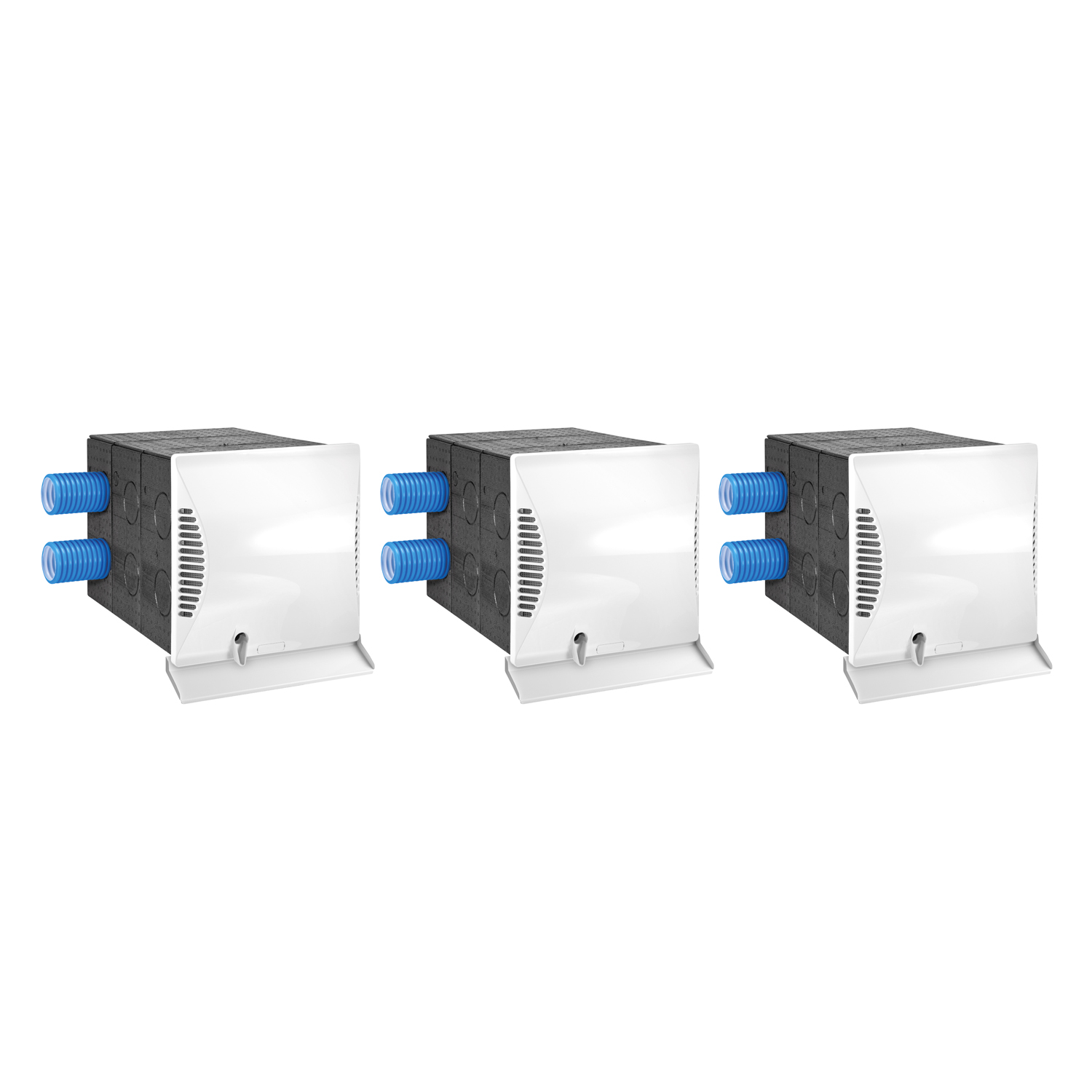 Dimplex DL 50 WE2 Wohnraumlüftungsgerät + DL 50 Q2 Wandhülse quadratisch mit Nebenraumanschluss + Luftqualitätssensor - 3er Set