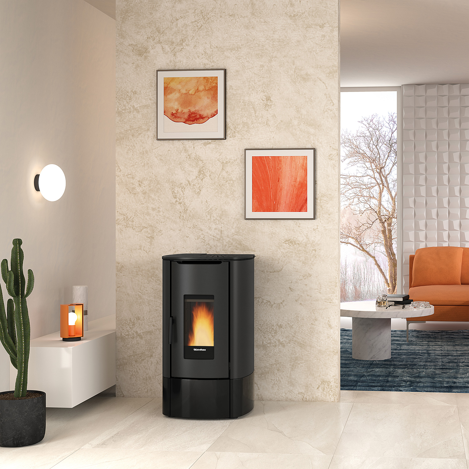 Extraflame Prestige Line Angy Top Pelletofen Schwarz