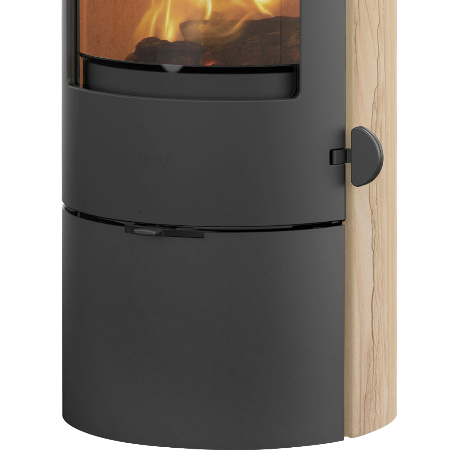 Lotus Prestige Basic Sand Kaminofen, Tür Grau, Rauchabgang oben