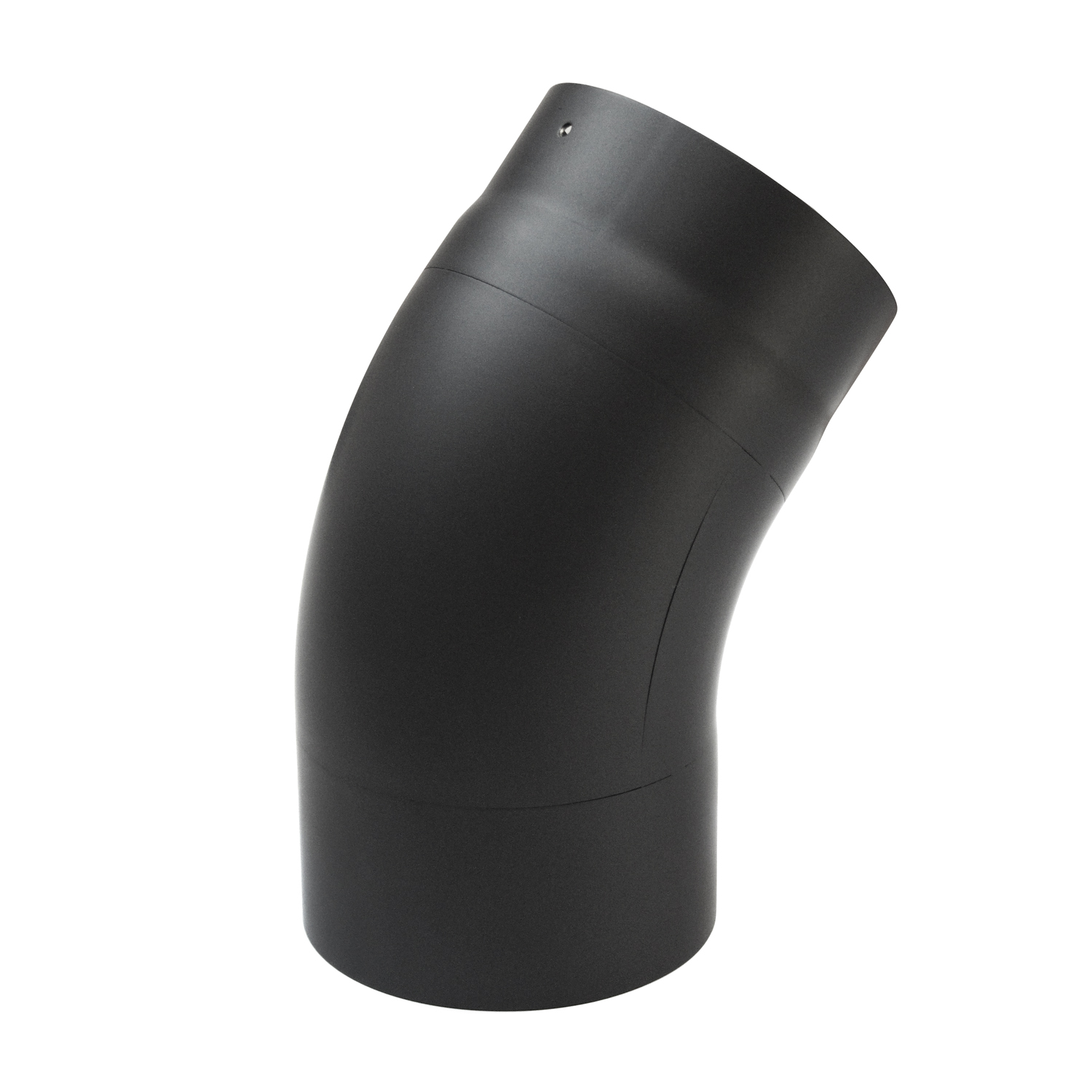 Raik Basic Rauchrohrbogen 130mm schwarz 45° gezogen mit Tür für Rauchrohr / Ofenrohr