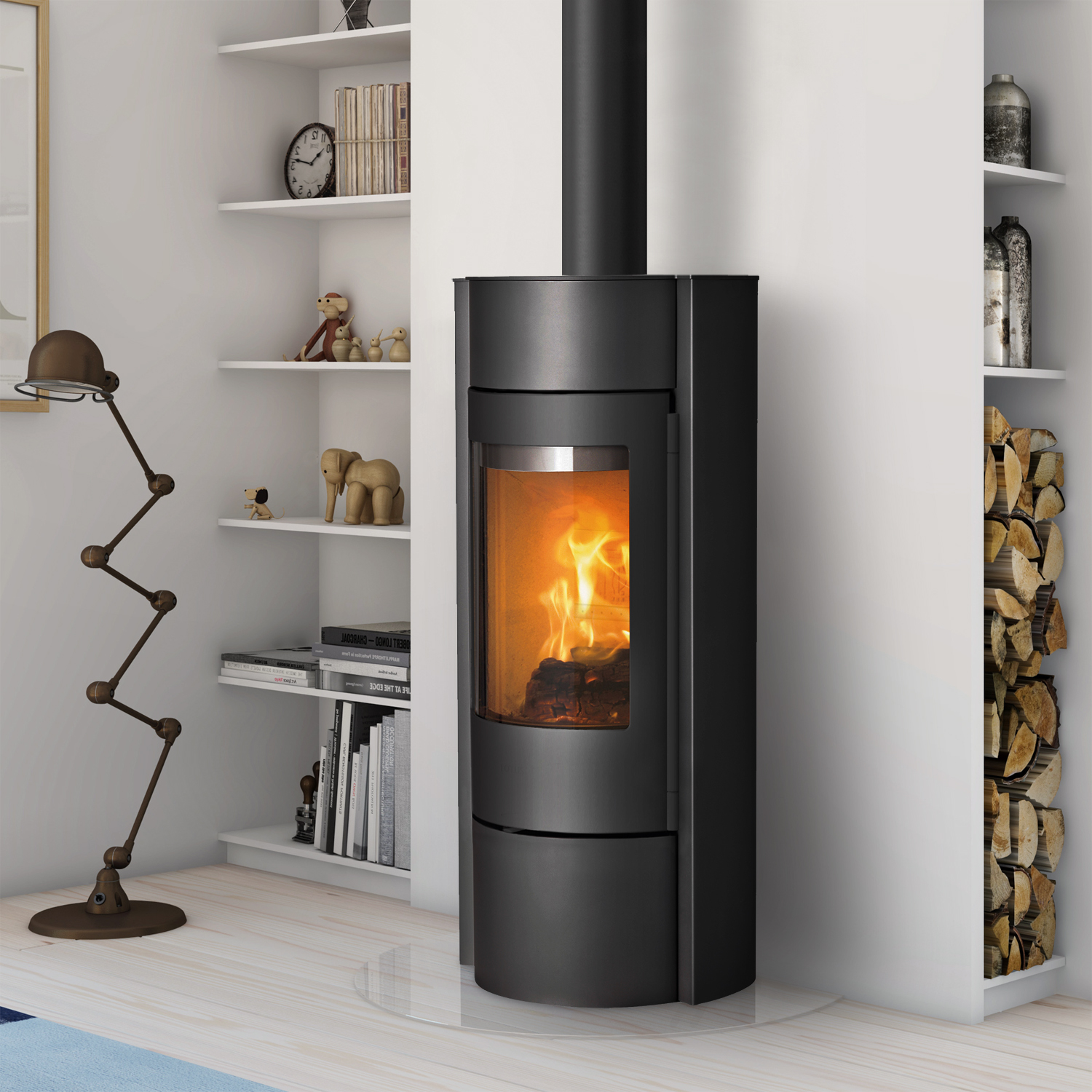 Lotus Prestige MST Kaminofen Schwarz, inkl. PowerStones, RR hinten od. RR oben