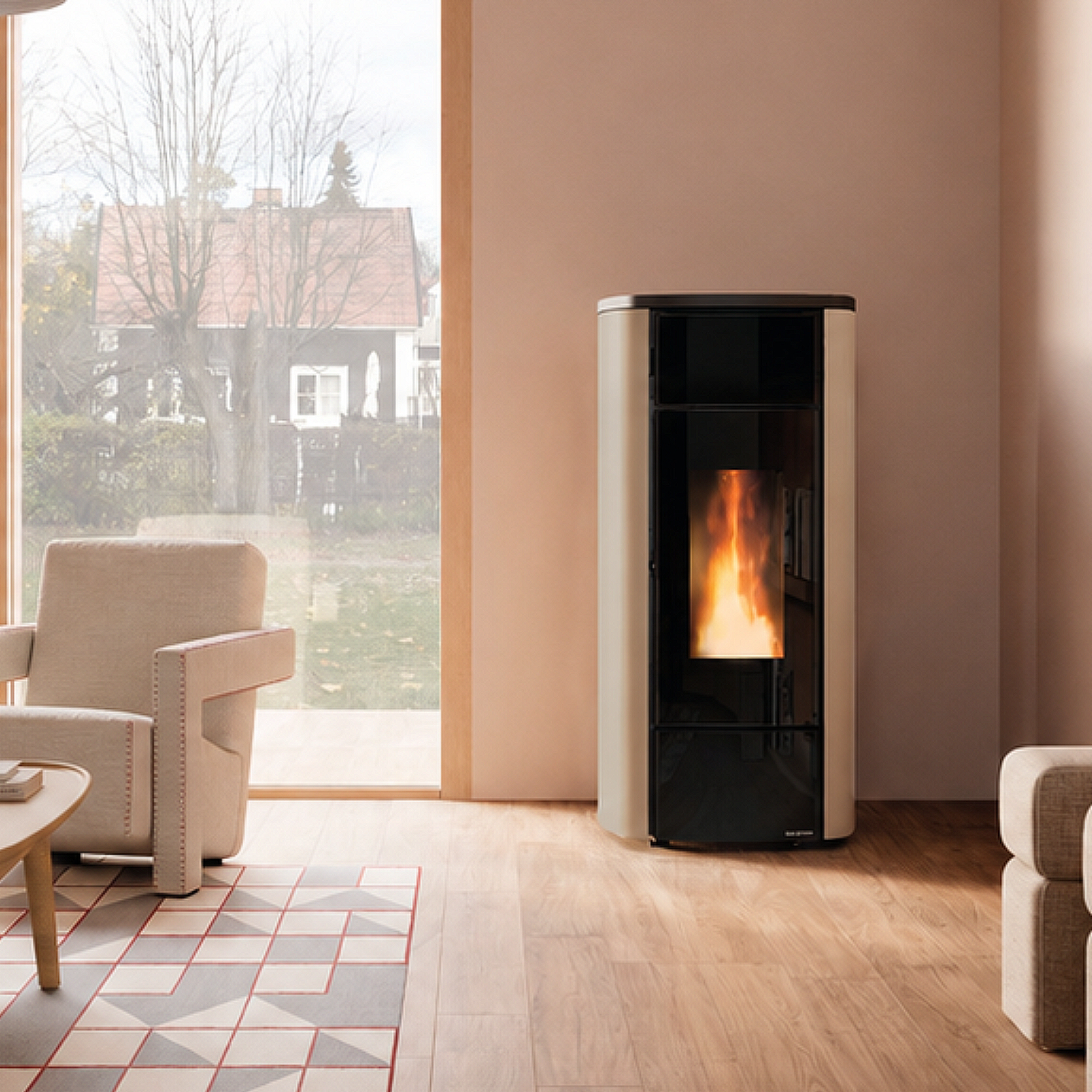 Extraflame Miriana Idro H23 wasserführender Pelletofen taupe matt Evolution Line