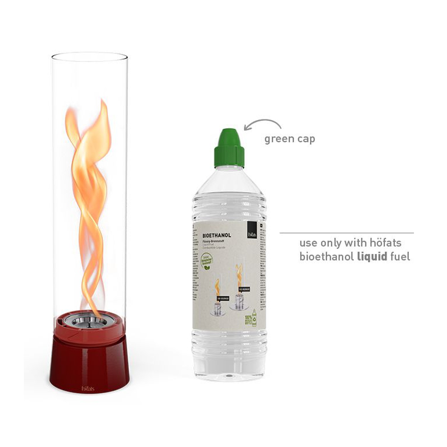 höfats SPIN air 900 Tischfeuer Emaille rot + 1 Liter Bioethanol gratis