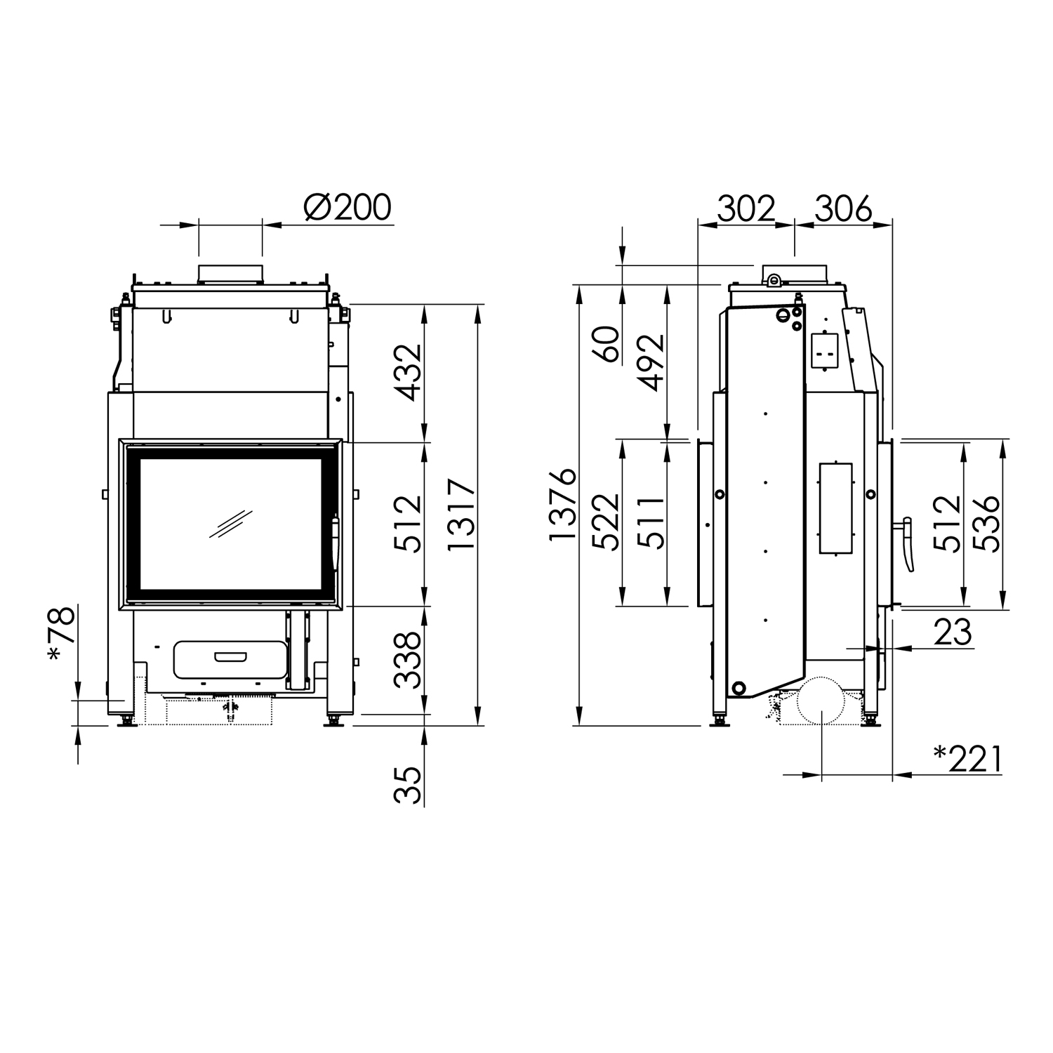 Spartherm Varia FD H2O 10 kW wasserführender Kamineinsatz links Spartherm Varia FD H2O 10 kW wasserführender Kamineinsatz links