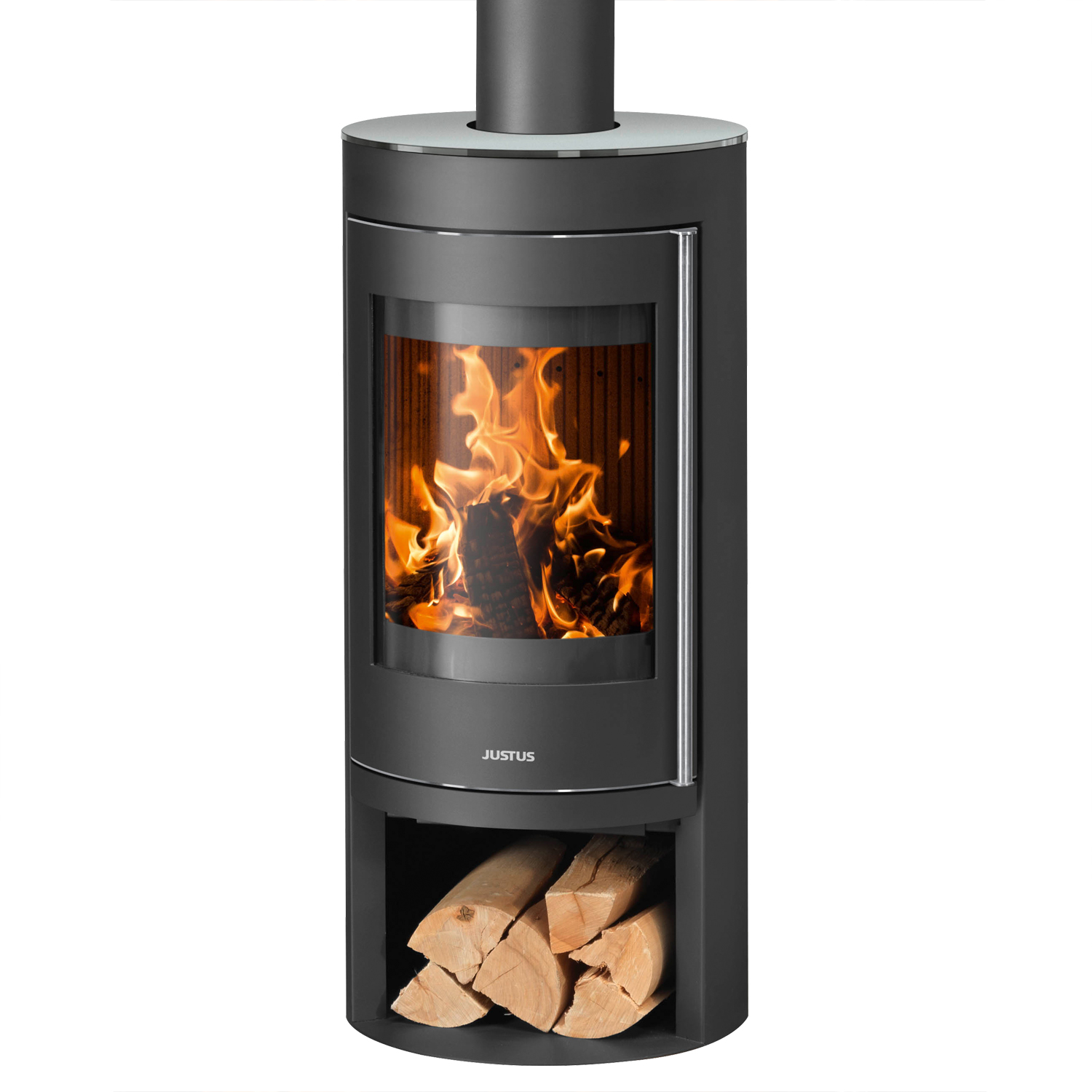 Justus Mino 2.0 Kaminofen Stahl Schwarz mit Glas-Abdeckplatte