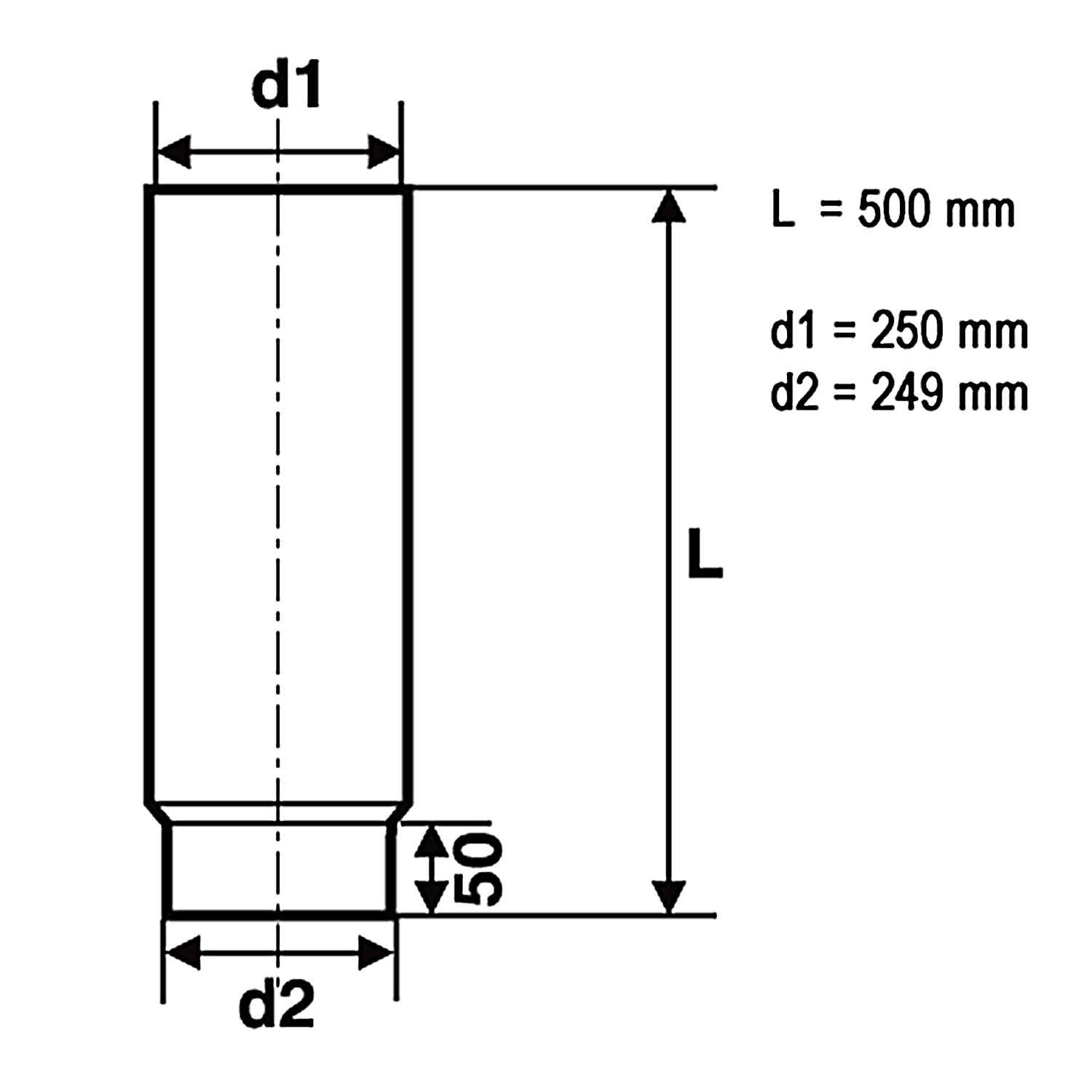 Raik Rauchrohr / Ofenrohr 250mm - 500mm schwarz