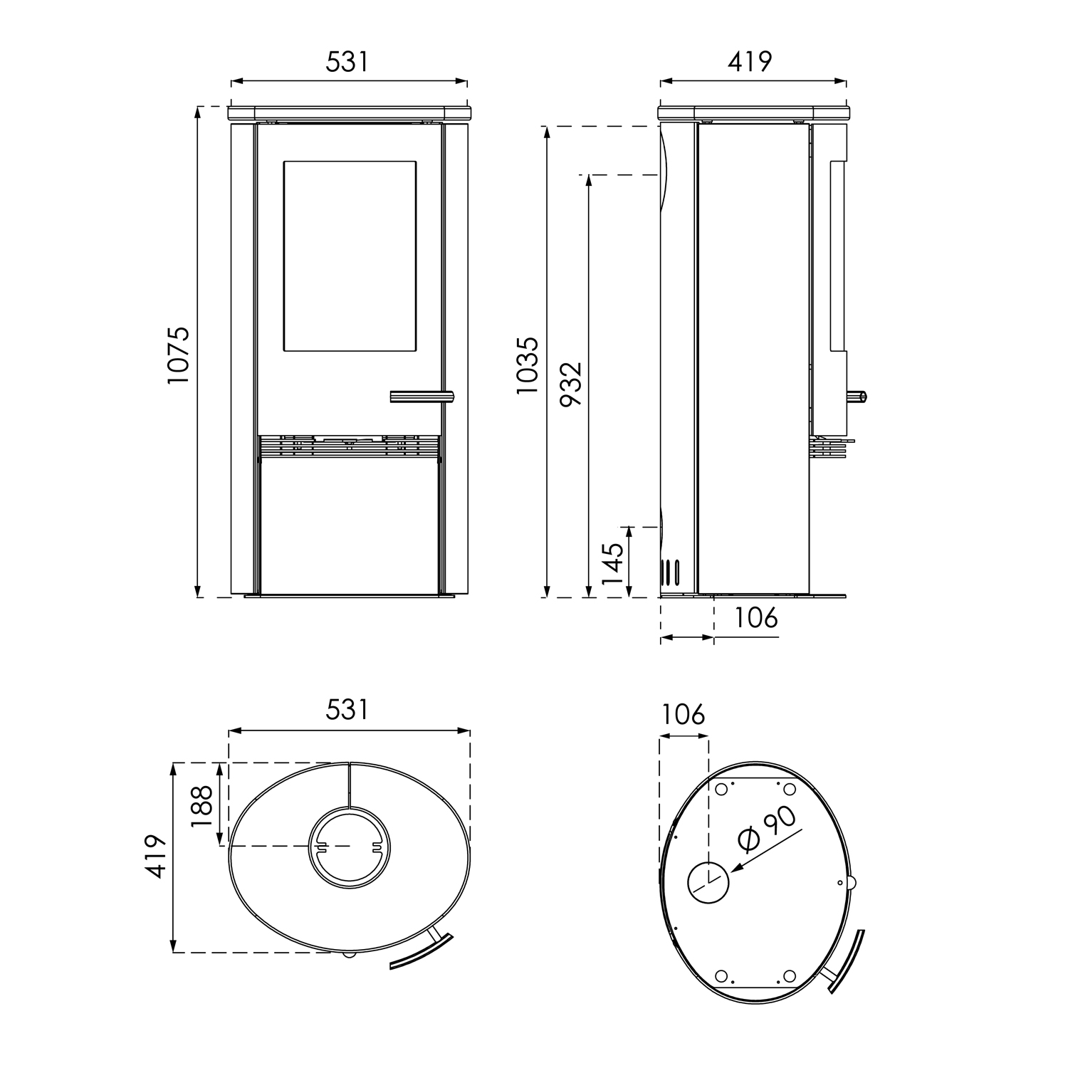 TermaTech TT21RS Black Kaminofen Stahl Schwarz / Speckstein Schwarz TermaTech TT21RS Black Kaminofen Stahl Schwarz / Speckstein Schwarz