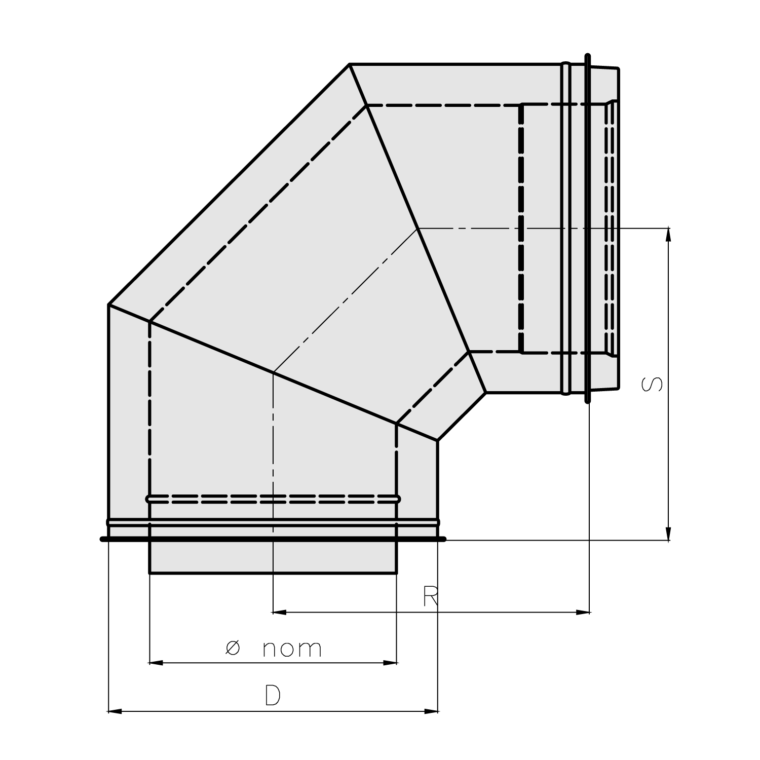 Opsinox Edelstahlschornstein 150mm Bogen 90° BO9 Opsinox Edelstahlschornstein 150mm Bogen 90° BO9
