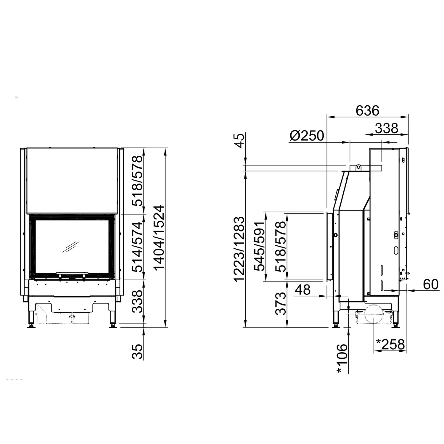 Spartherm Varia FDh Kamineinsatz 1404 mm Höhe 250 mm RR