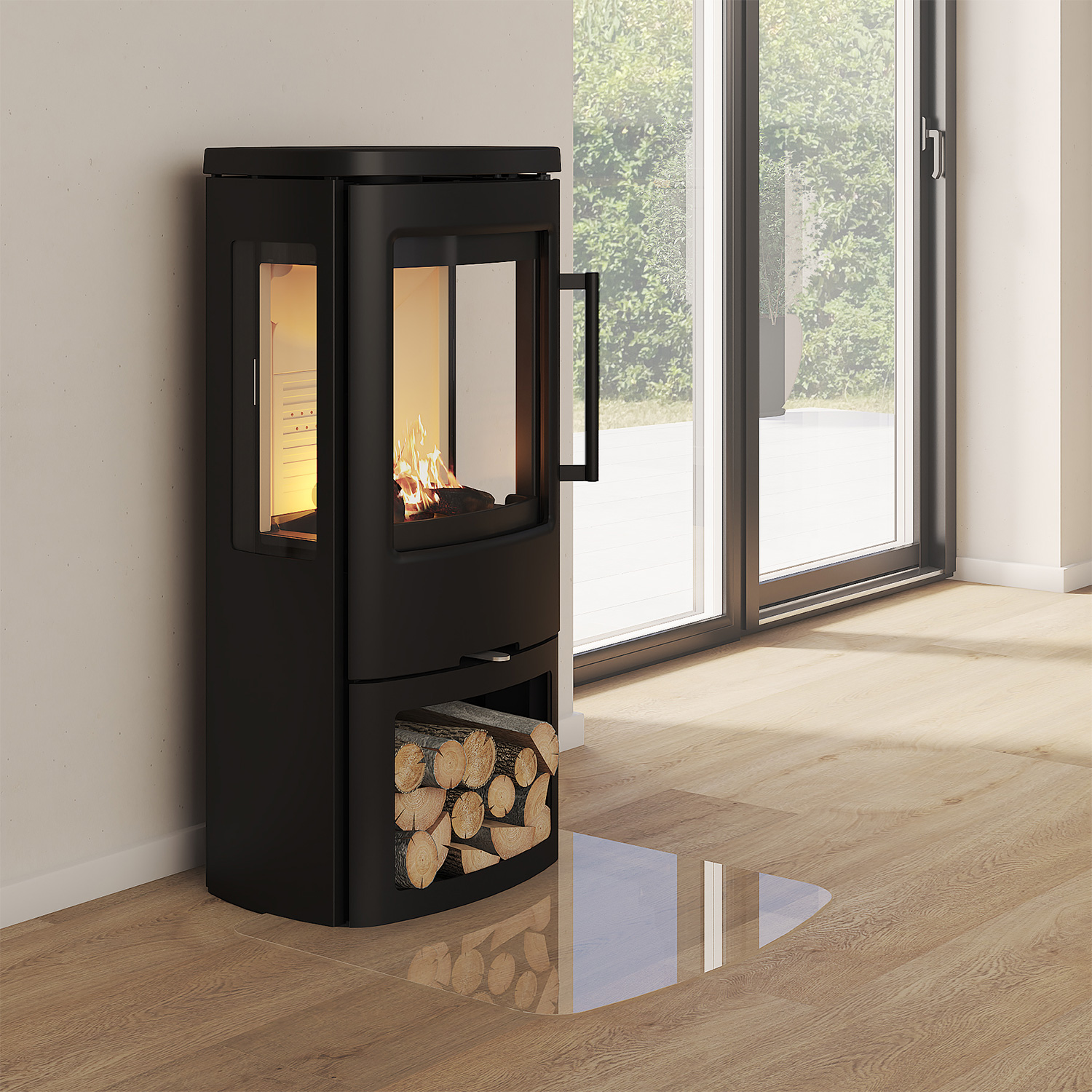 TermaTech TT44G Kaminofen Stahl mit Seitenglas