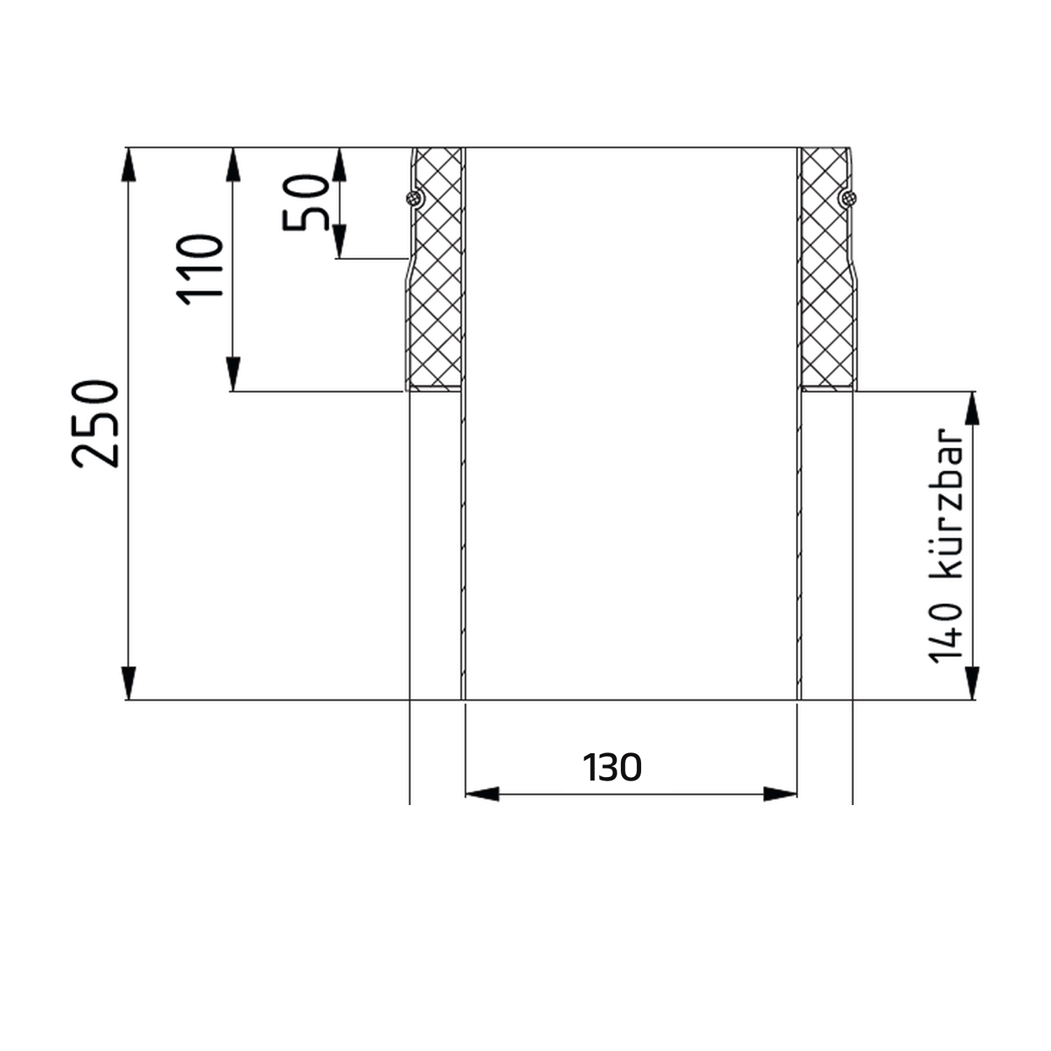 Raik Lifestyle DUO Ofenanschlussstück 130mm schwarz innen kürzbar für Rauchrohr / Ofenrohr