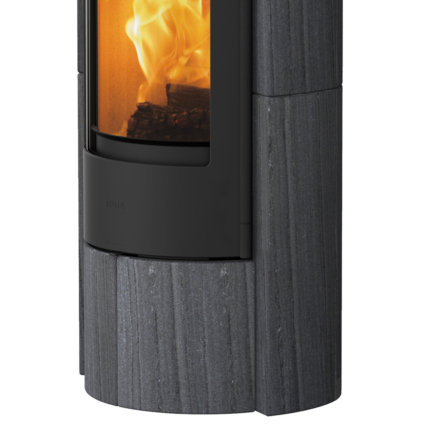 Lotus Prestige M Kaminofen Schwarz/ Indian Night, Rauchabgang hinten + 1 m³ Kaminholz gratis