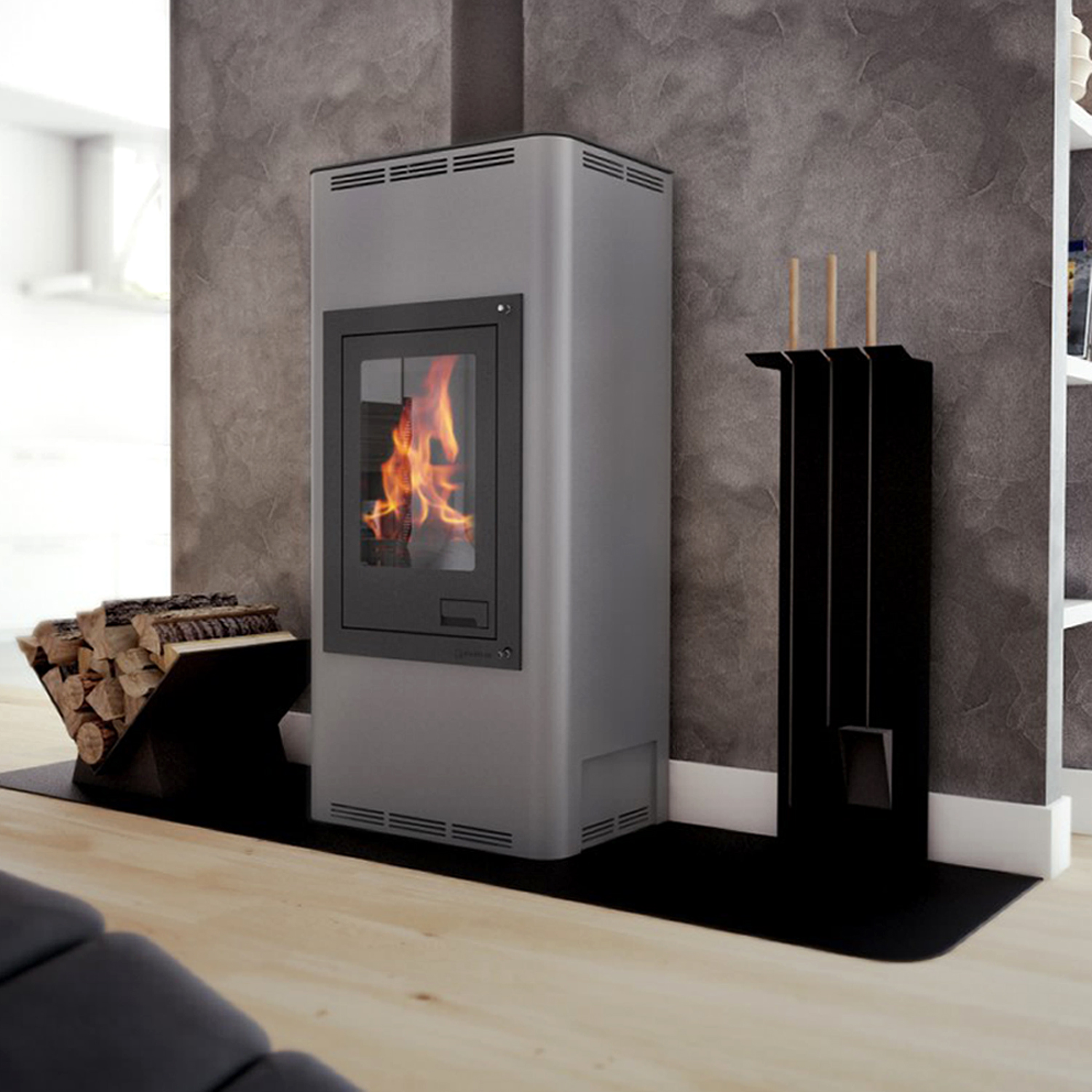 Aquaflam 7 Automatic Wasserführender Kaminofen Grey