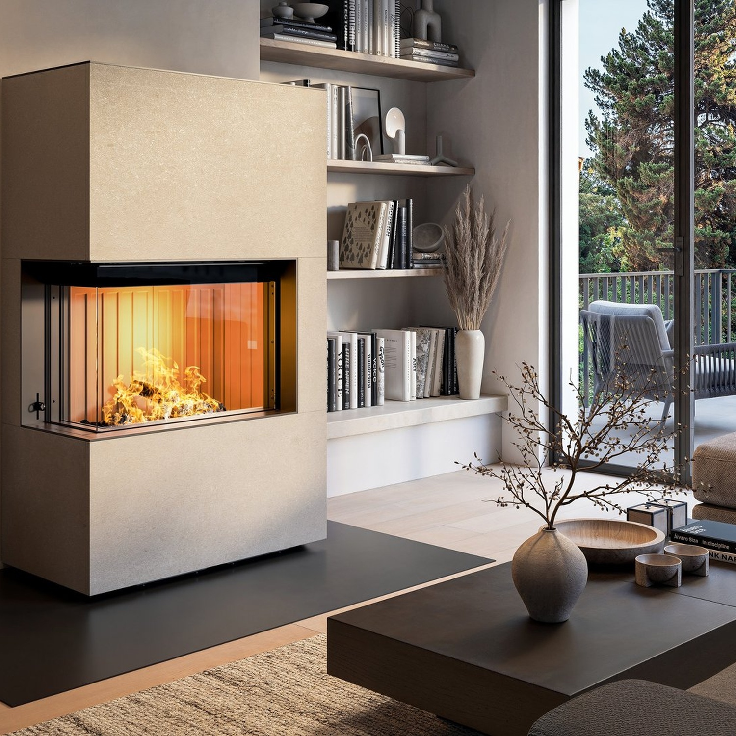 Spartherm Citrin 2L Kaminbausatz RLU Kalkstein Porto blanco