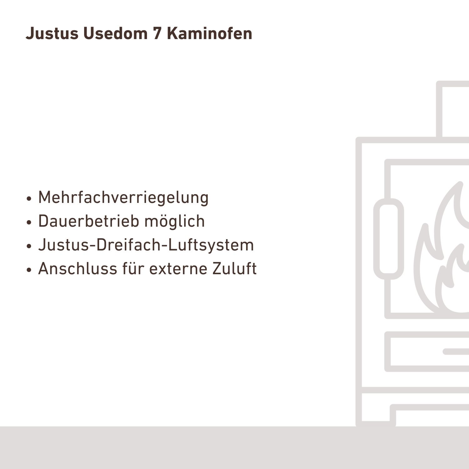 Justus Usedom 7 Kaminofen Stahl Schwarz / Sandstein