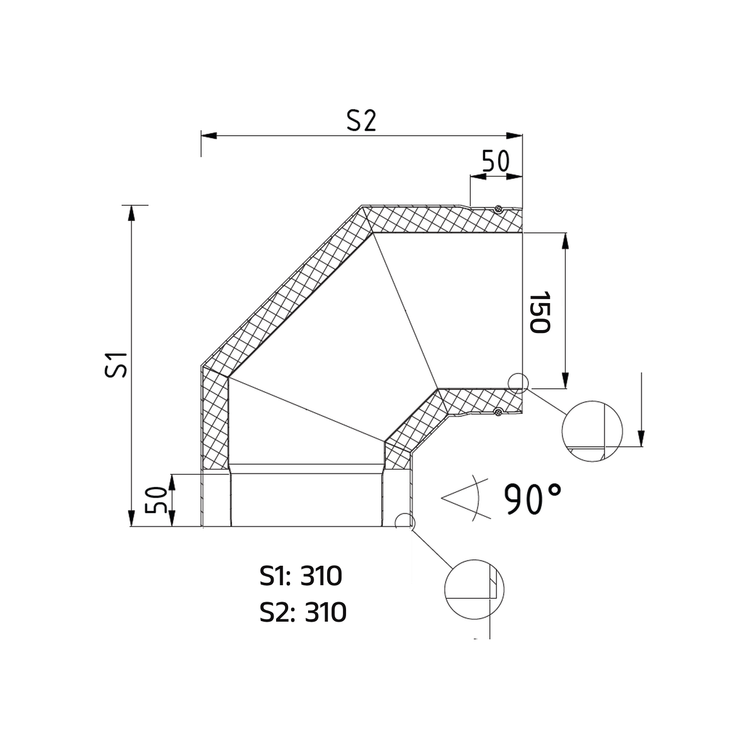 Raik Lifestyle DUO Rauchrohrbogen 150mm schwarz 90° für Rauchrohr / Ofenrohr
