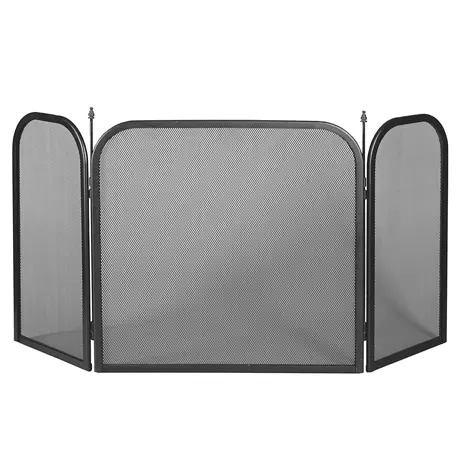 Dreiteiliges Funkenschutzgitter aus Metall.