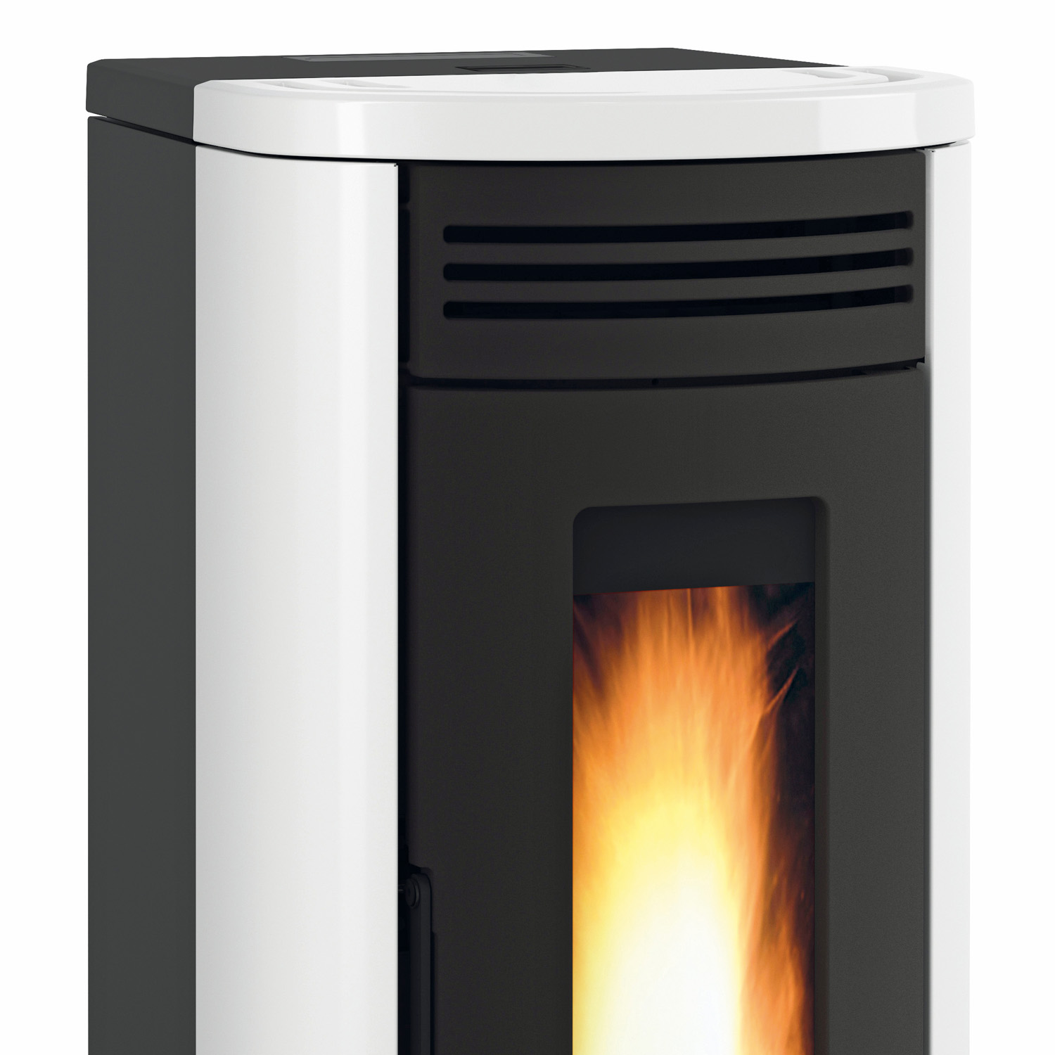 Extraflame COSTANZA IDRO 16 wasserführender Pelletofen weiß - SH 550 Hygiene-Schichtenkombispeicher montiert silber -Heizungsausdehnungsgefäß 80 L
