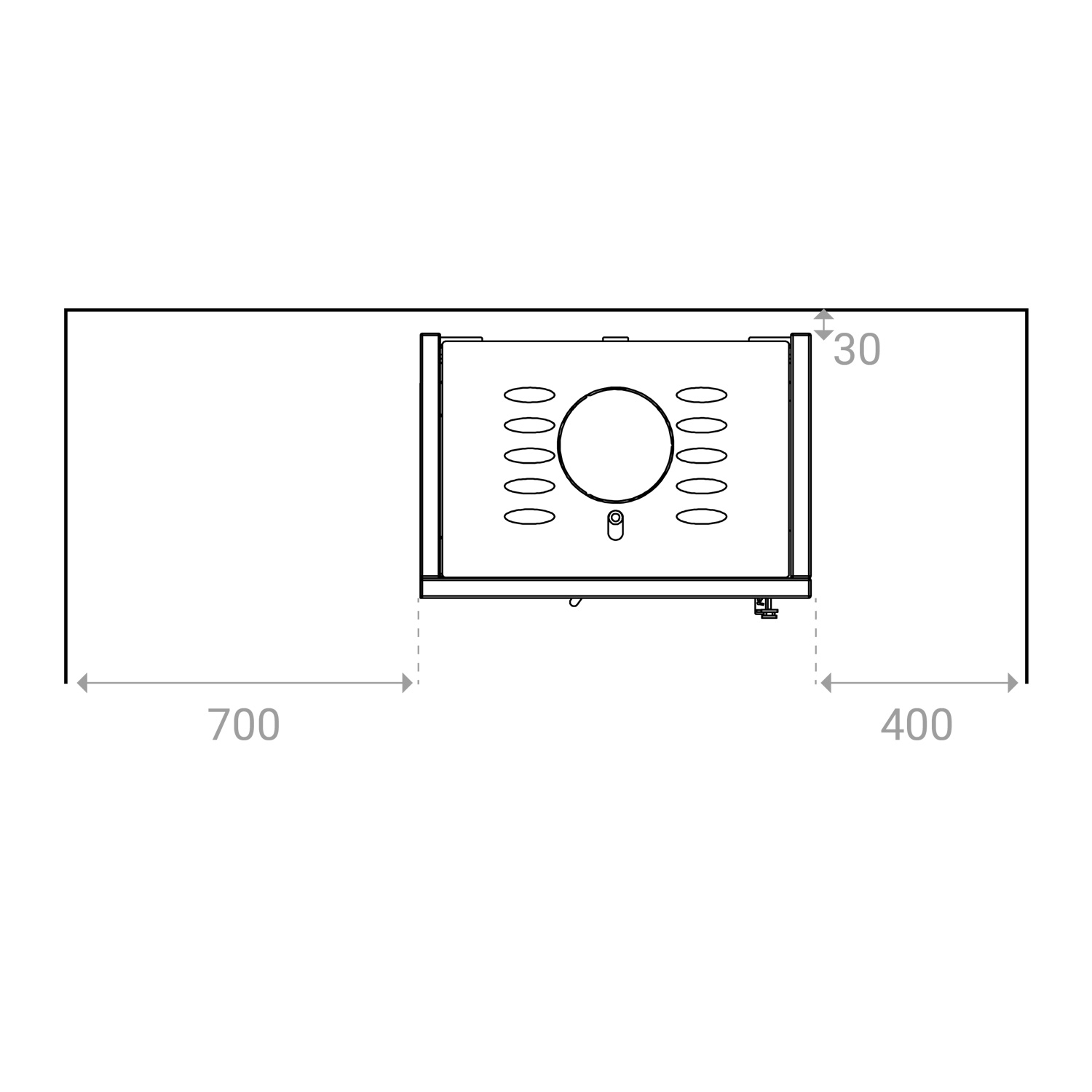 Lotus Visto L Kaminofen Speckstein, Seitenglas links, Rauchabgang oben